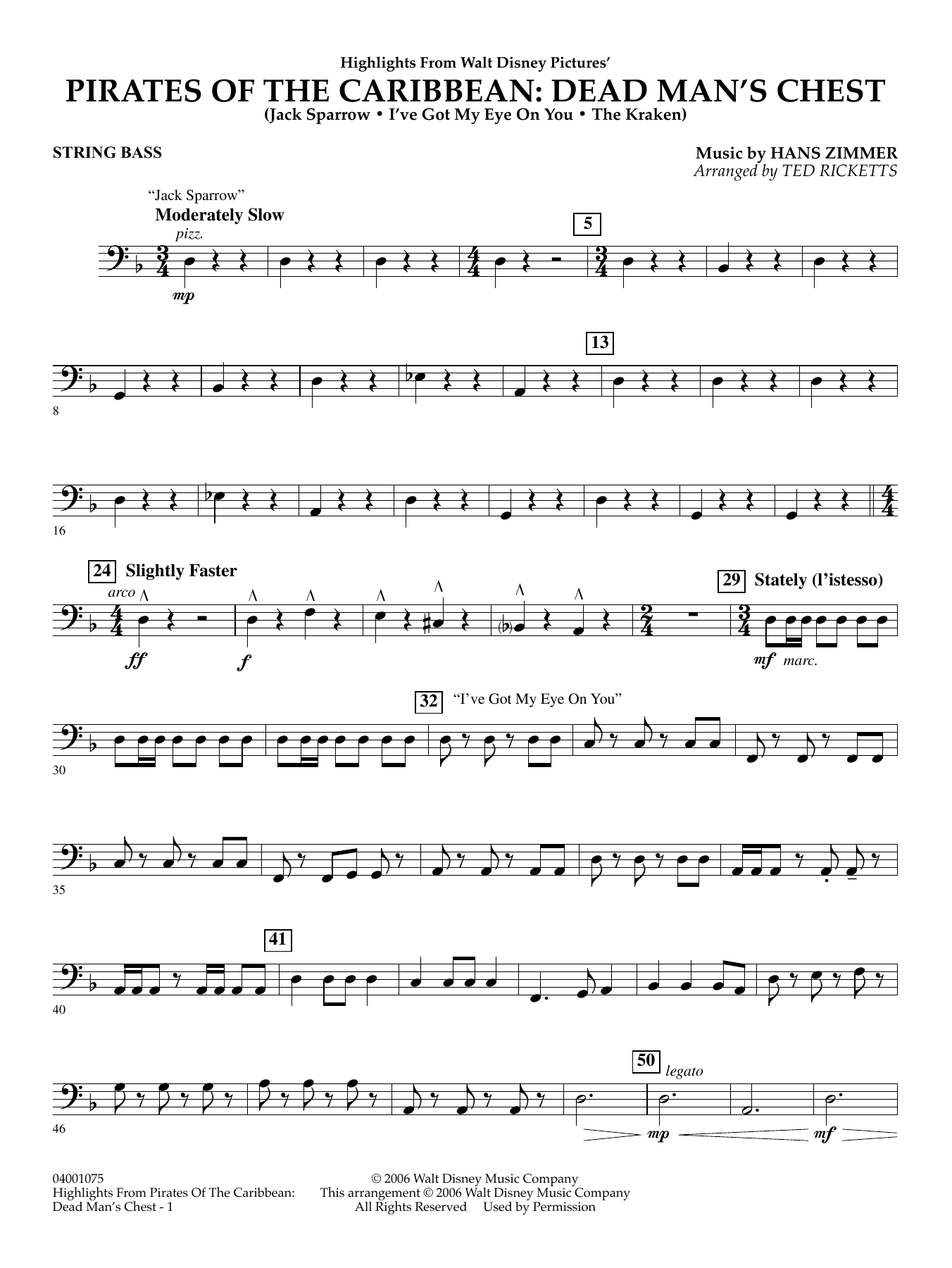 Highlights from Pirates Of The Caribbean: Dead Man's Chest - String Bass