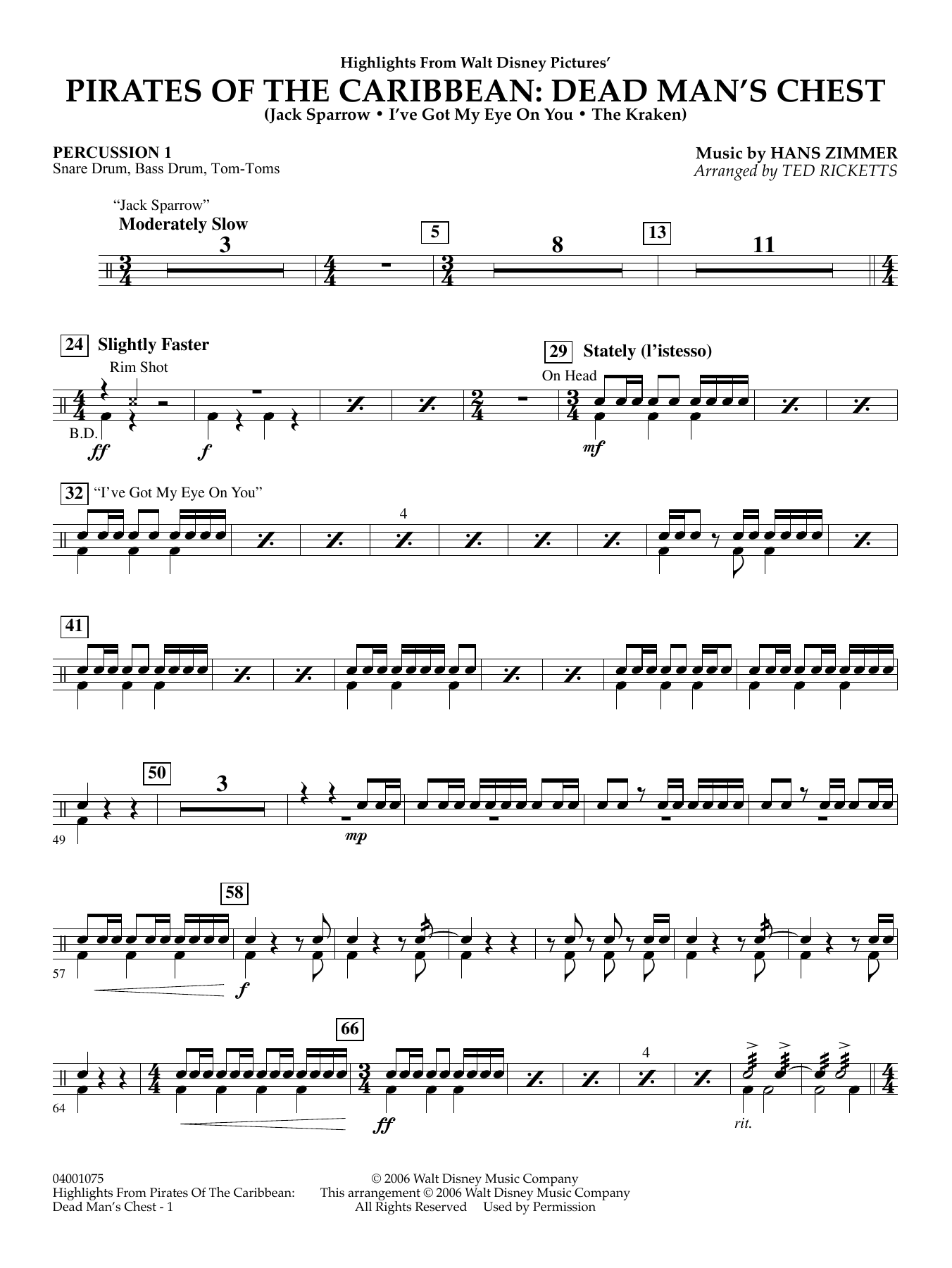 Highlights from Pirates Of The Caribbean: Dead Man's Chest - Percussion 1