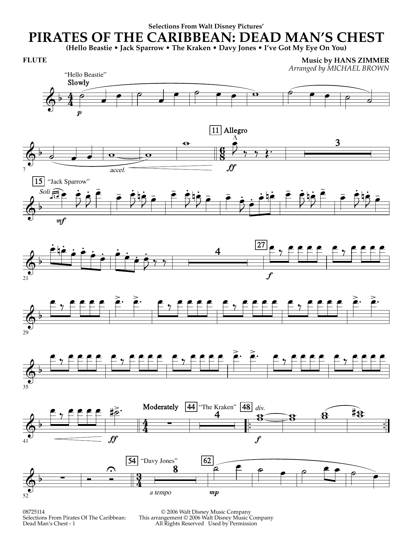 Pirates of the Caribbean: Dead Man's Chest (Selections from) (arr. Brown) - Flute