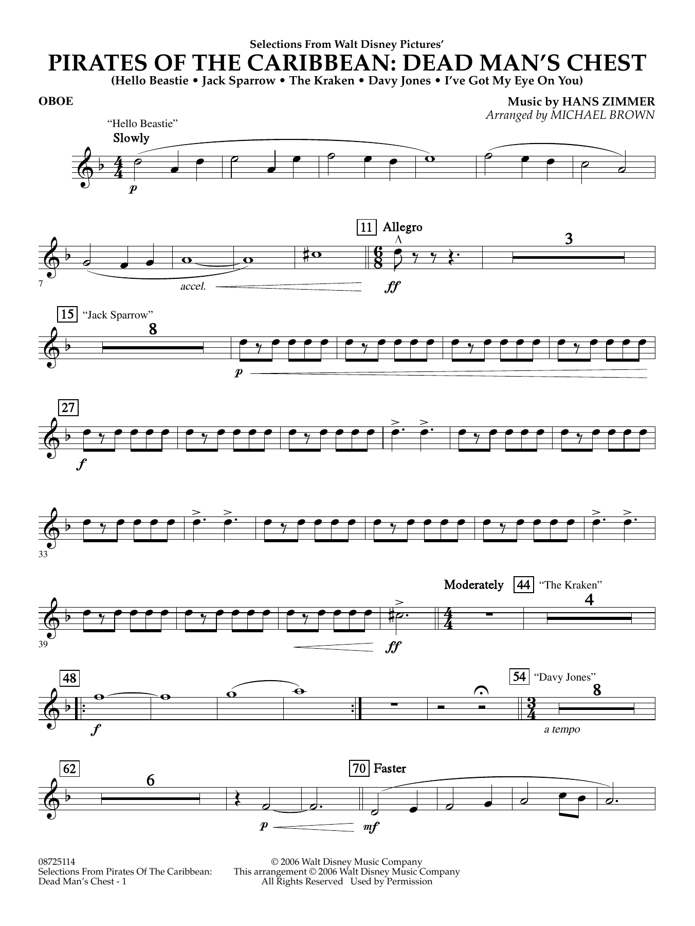 Pirates of the Caribbean: Dead Man's Chest (Selections from) (arr. Brown) - Oboe