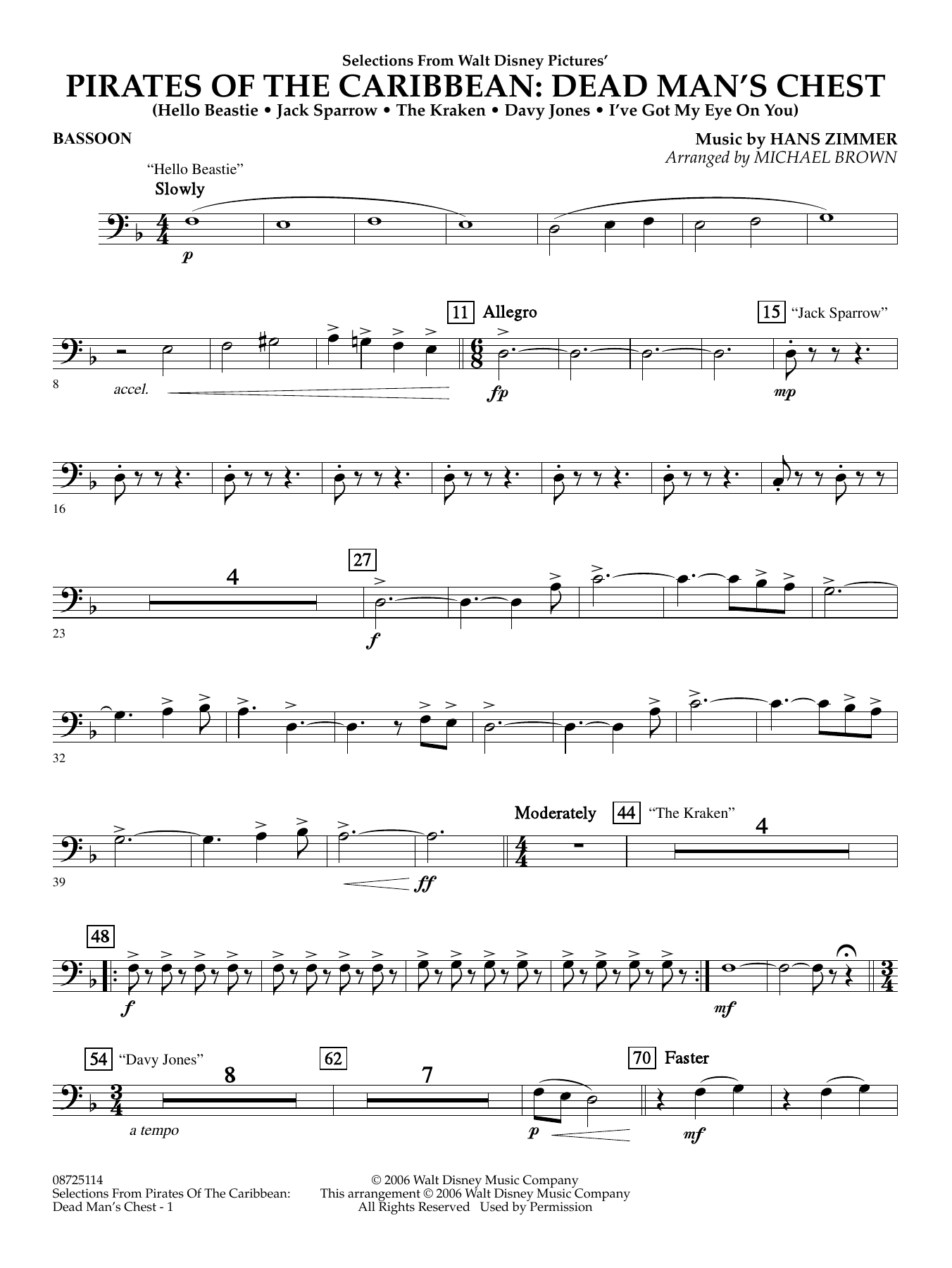Pirates of the Caribbean: Dead Man's Chest (Selections from) (arr. Brown) - Bassoon