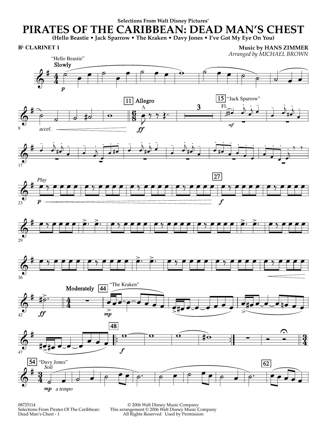 Pirates of the Caribbean: Dead Man's Chest (Selections from) (arr. Brown) - Bb Clarinet 1