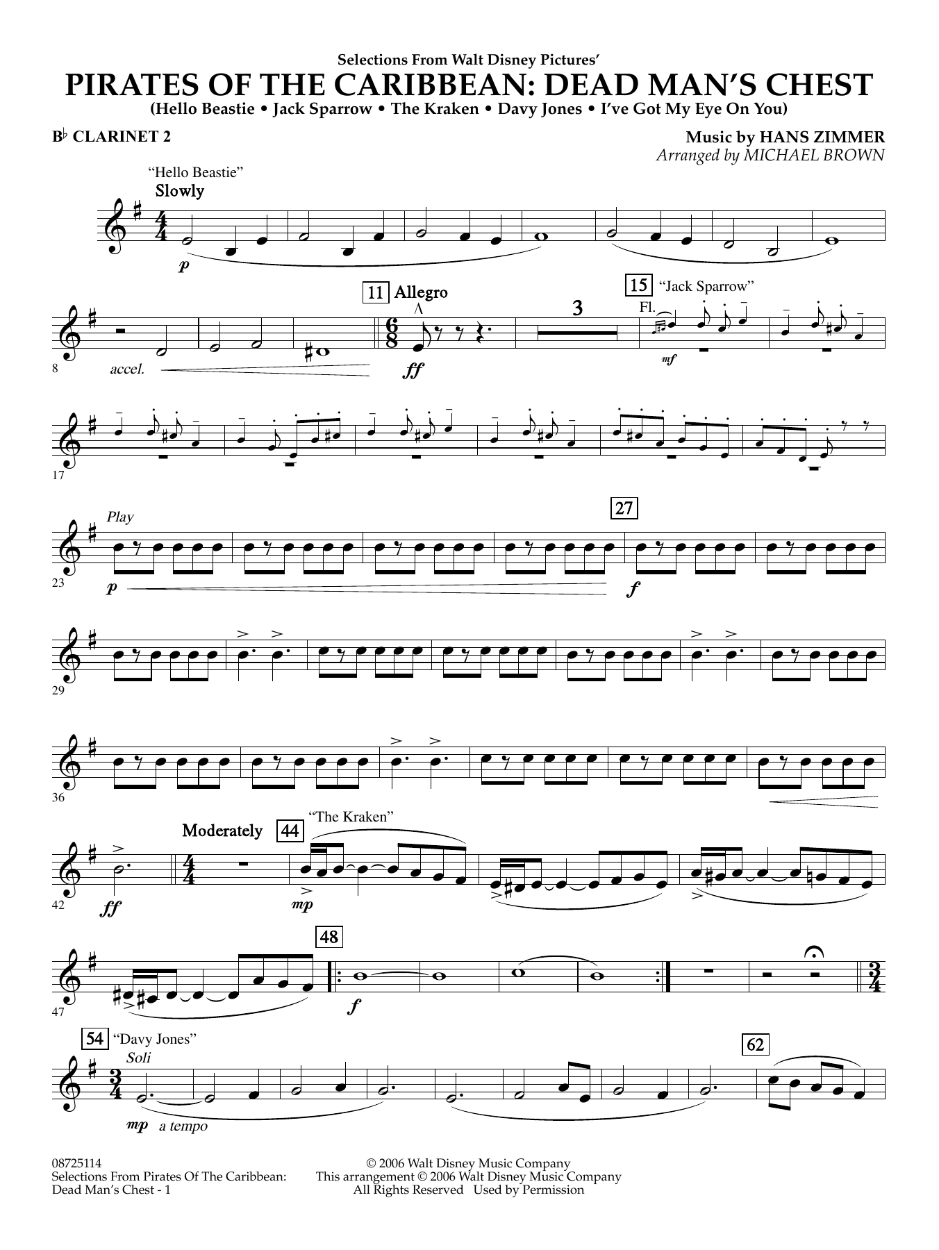 Pirates of the Caribbean: Dead Man's Chest (Selections from) (arr. Brown) - Bb Clarinet 2