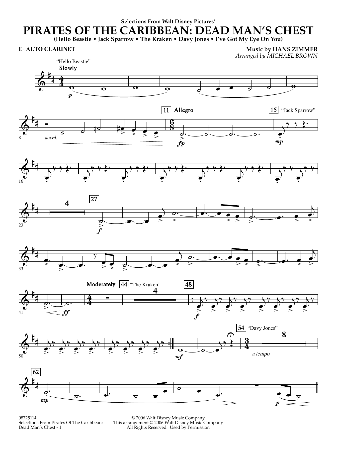 Pirates of the Caribbean: Dead Man's Chest (Selections from) (arr. Brown) - Eb Alto Clarinet
