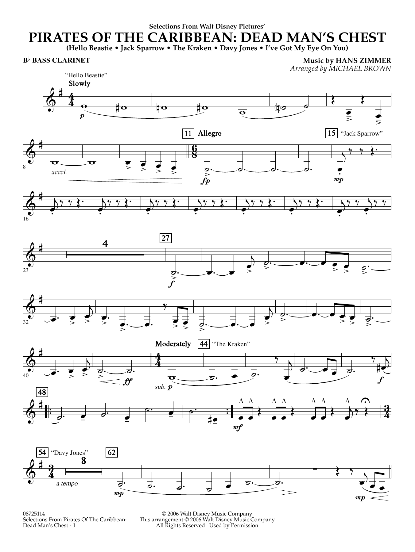 Pirates of the Caribbean: Dead Man's Chest (Selections from) (arr. Brown) - Bb Bass Clarinet