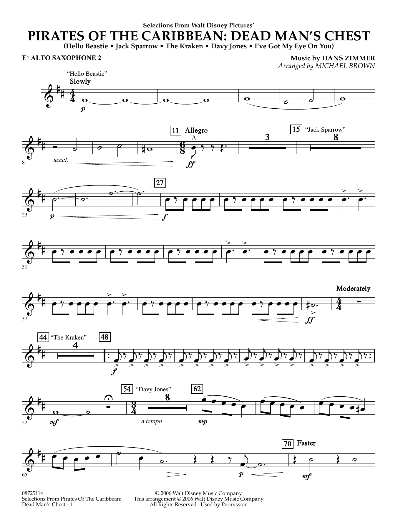 Pirates of the Caribbean: Dead Man's Chest (Selections from) (arr. Brown) - Eb Alto Saxophone 2