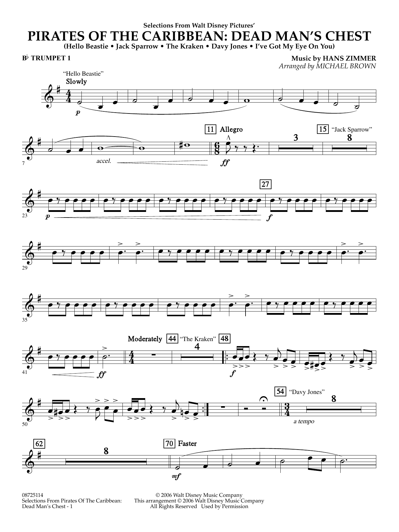 Pirates of the Caribbean: Dead Man's Chest (Selections from) (arr. Brown) - Bb Trumpet 1