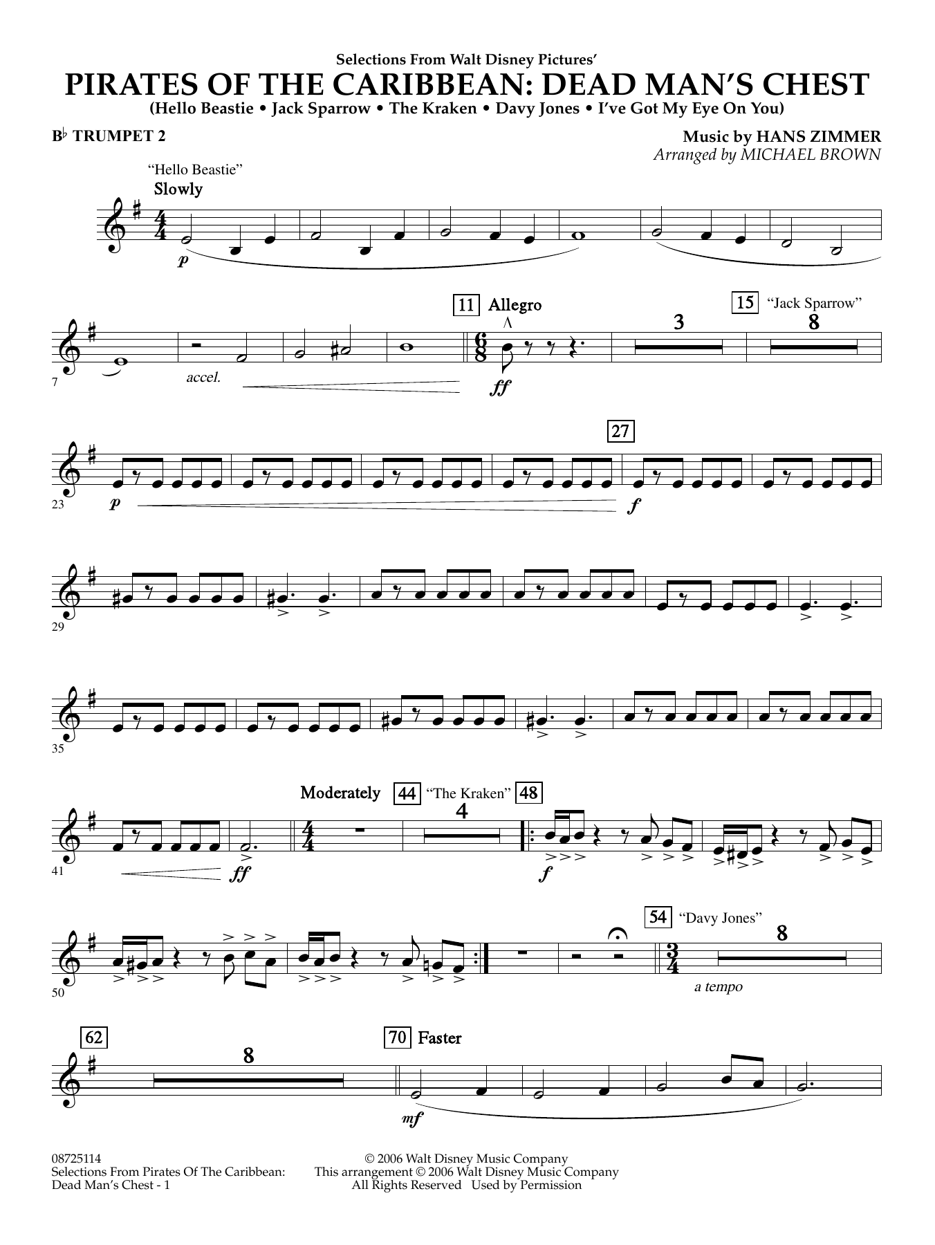 Pirates of the Caribbean: Dead Man's Chest (Selections from) (arr. Brown) - Bb Trumpet 2