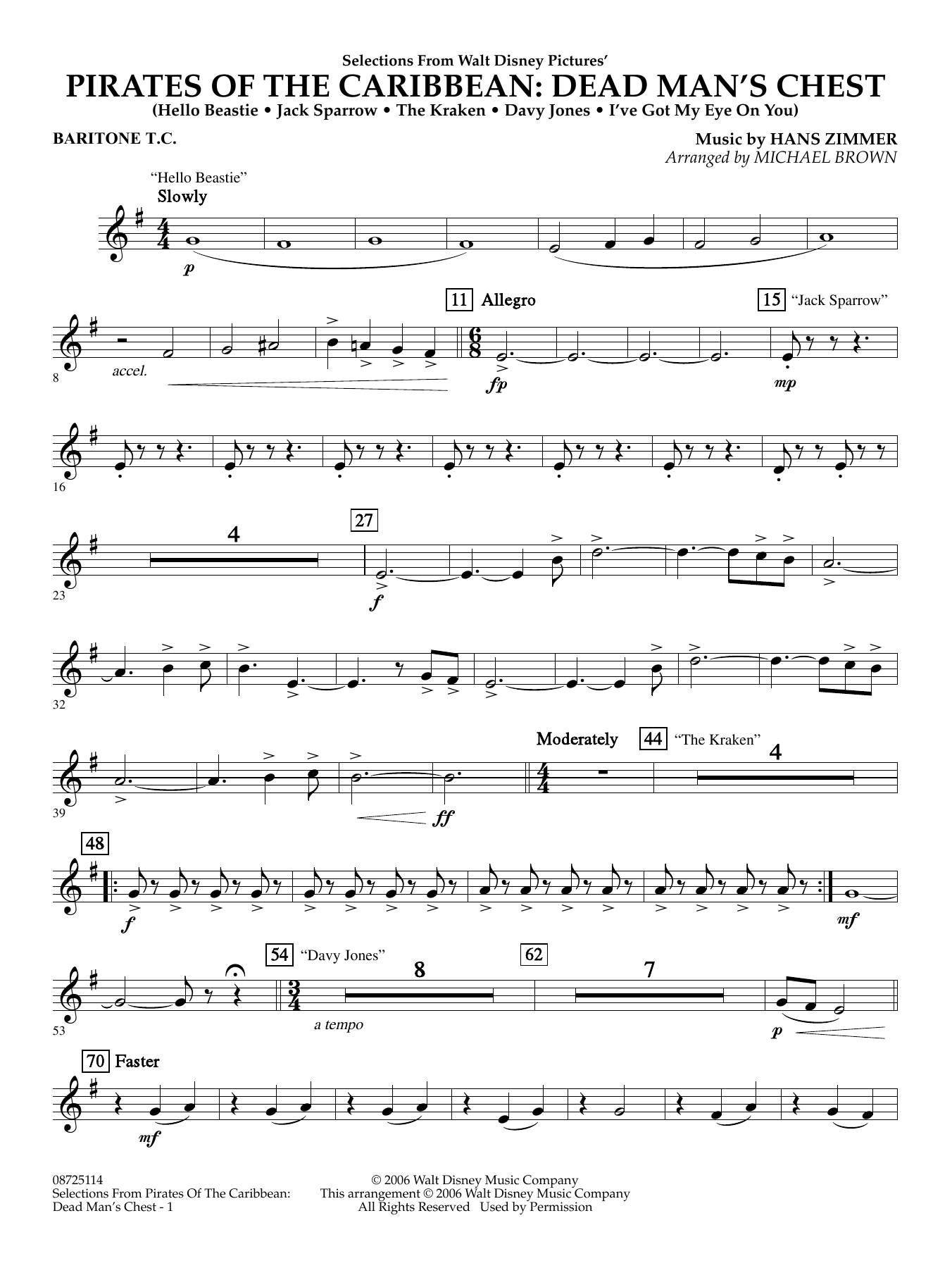 Pirates of the Caribbean: Dead Man's Chest (Selections from) (arr. Brown) - Baritone T.C.