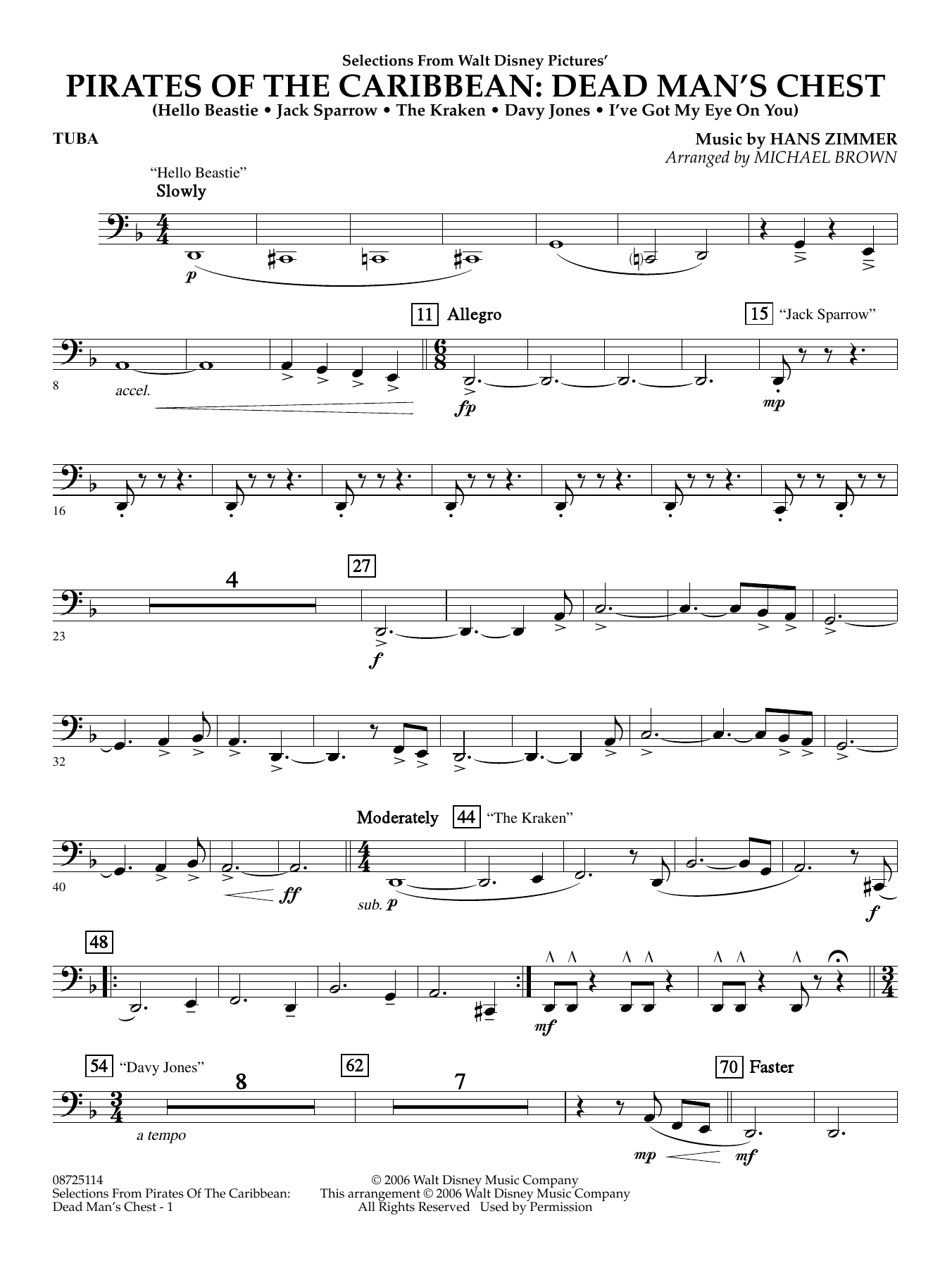 Pirates of the Caribbean: Dead Man's Chest (Selections from) (arr. Brown) - Tuba