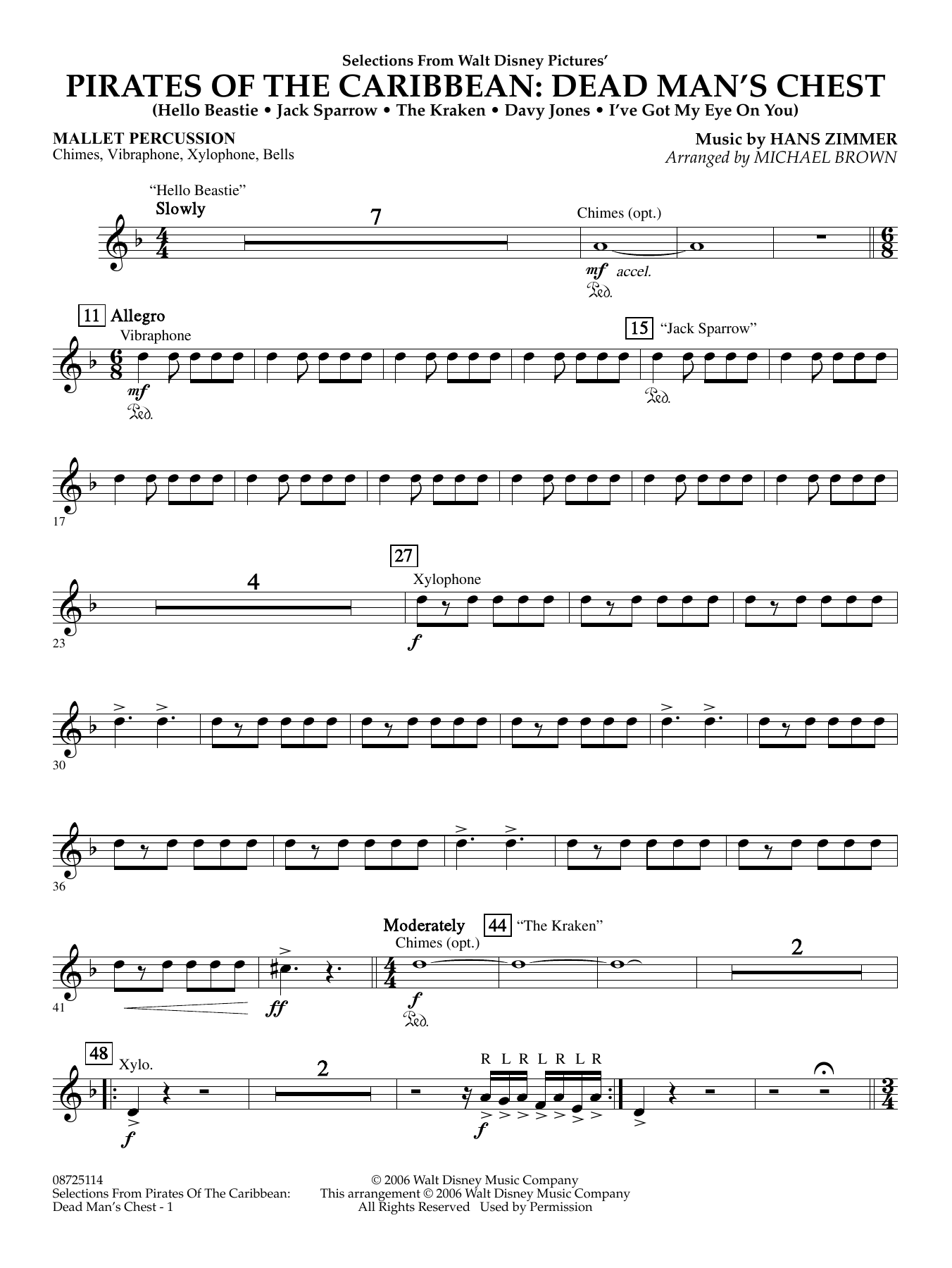 Pirates of the Caribbean: Dead Man's Chest (Selections from) (arr. Brown) - Mallet Percussion