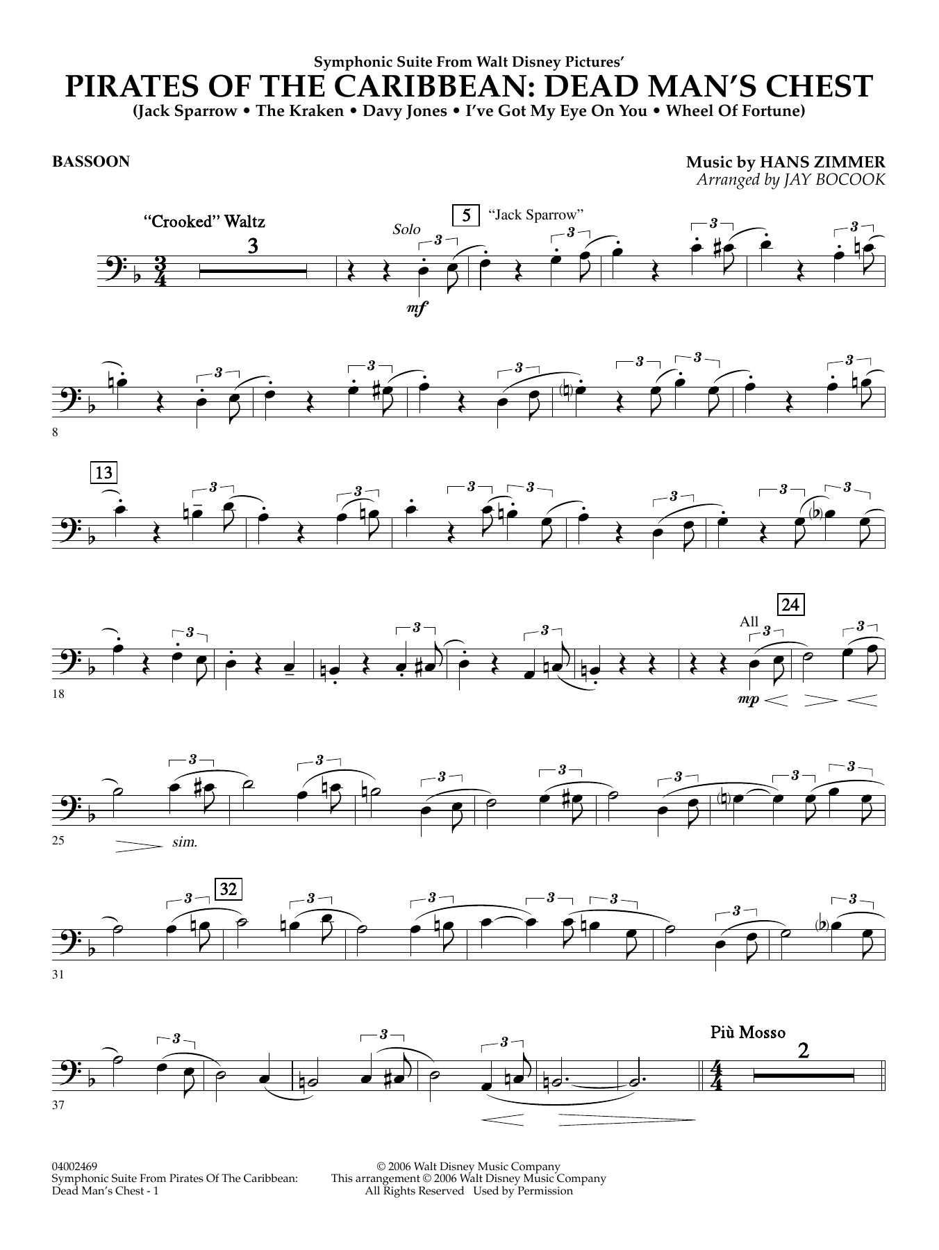 Symphonic Suite from Pirates of the Caribbean: Dead Man's Chest (arr. Bocook) - Bassoon