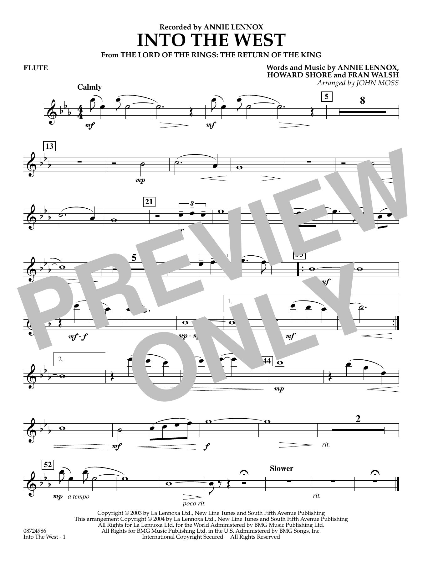 Into The West (from Lord of the Rings: The Return of the King) - Flute