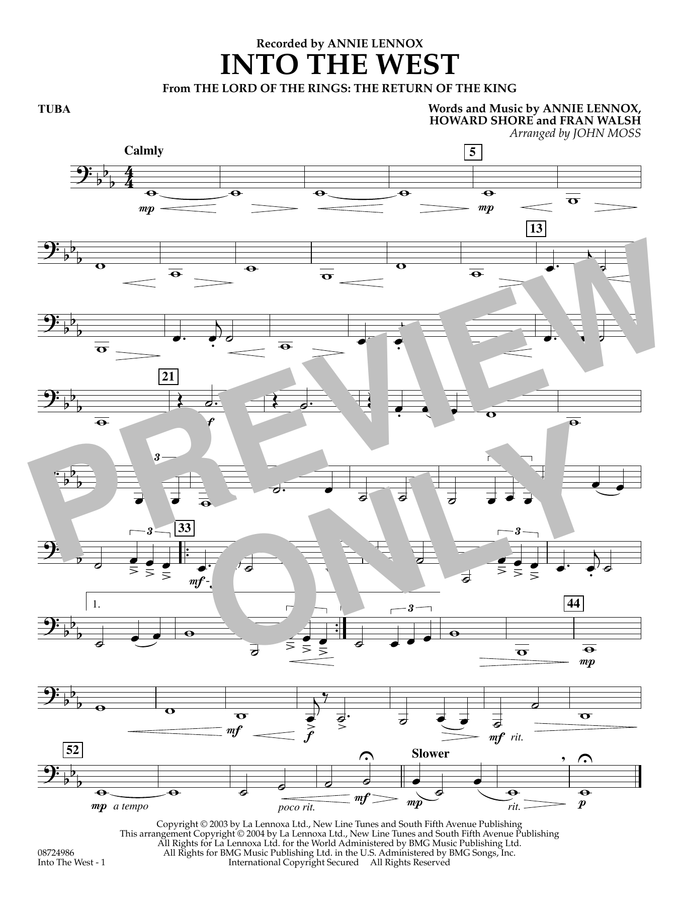 Into The West (from Lord of the Rings: The Return of the King) - Tuba