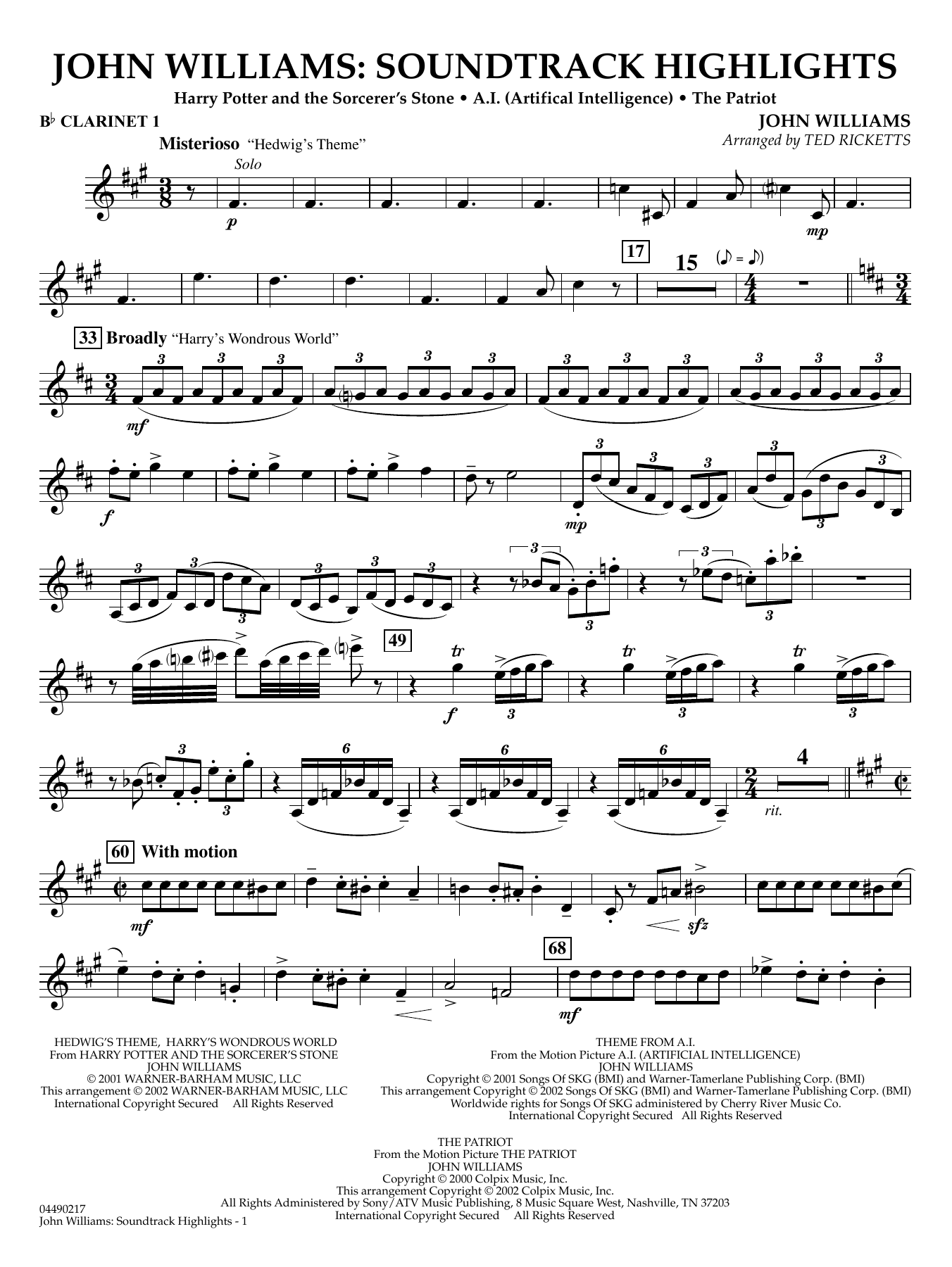 John Williams - Soundtrack Highlights - Bb Clarinet 1