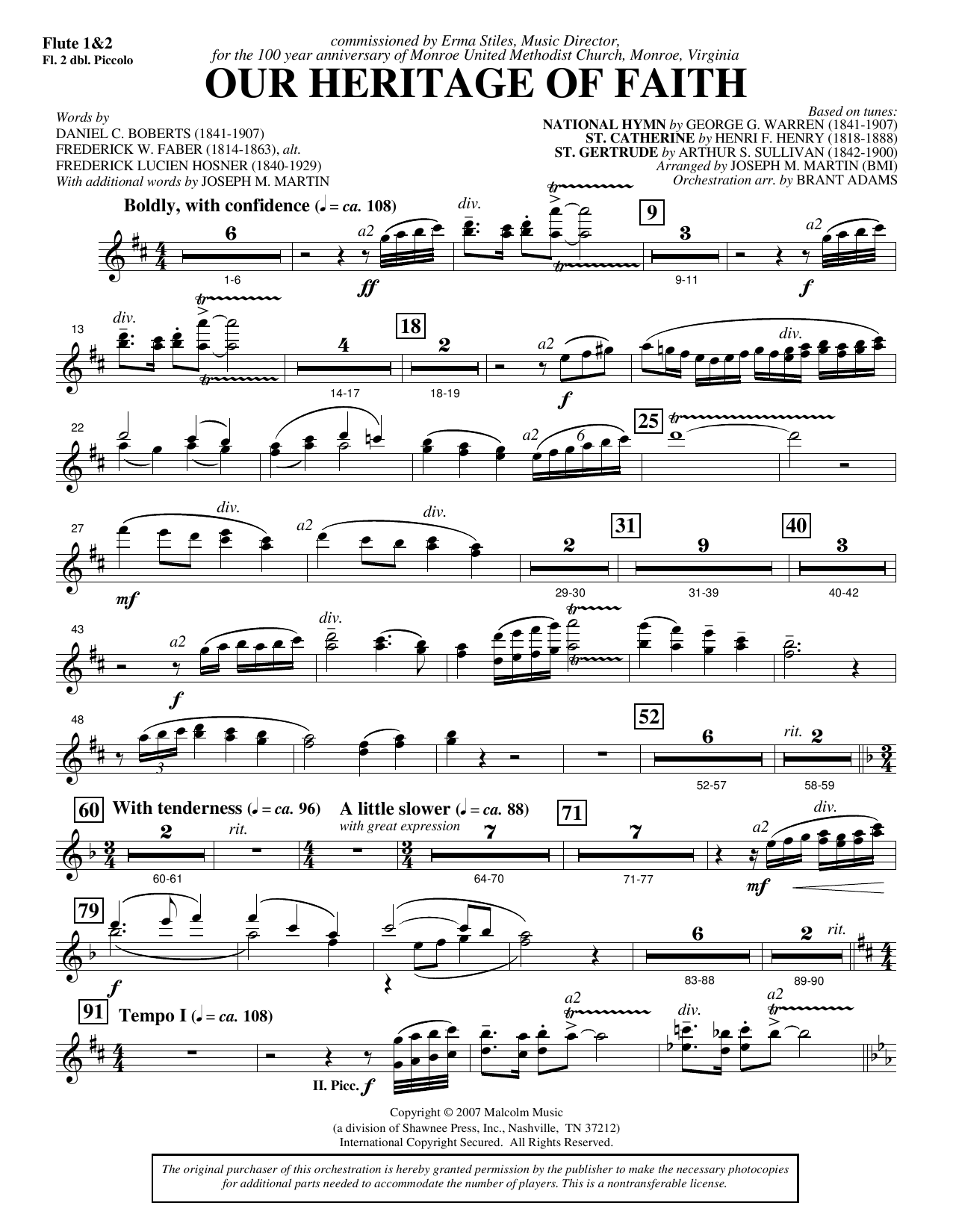 Our Heritage Of Faith (from Of Faith And Freedom) - Flute 1,2/Piccolo
