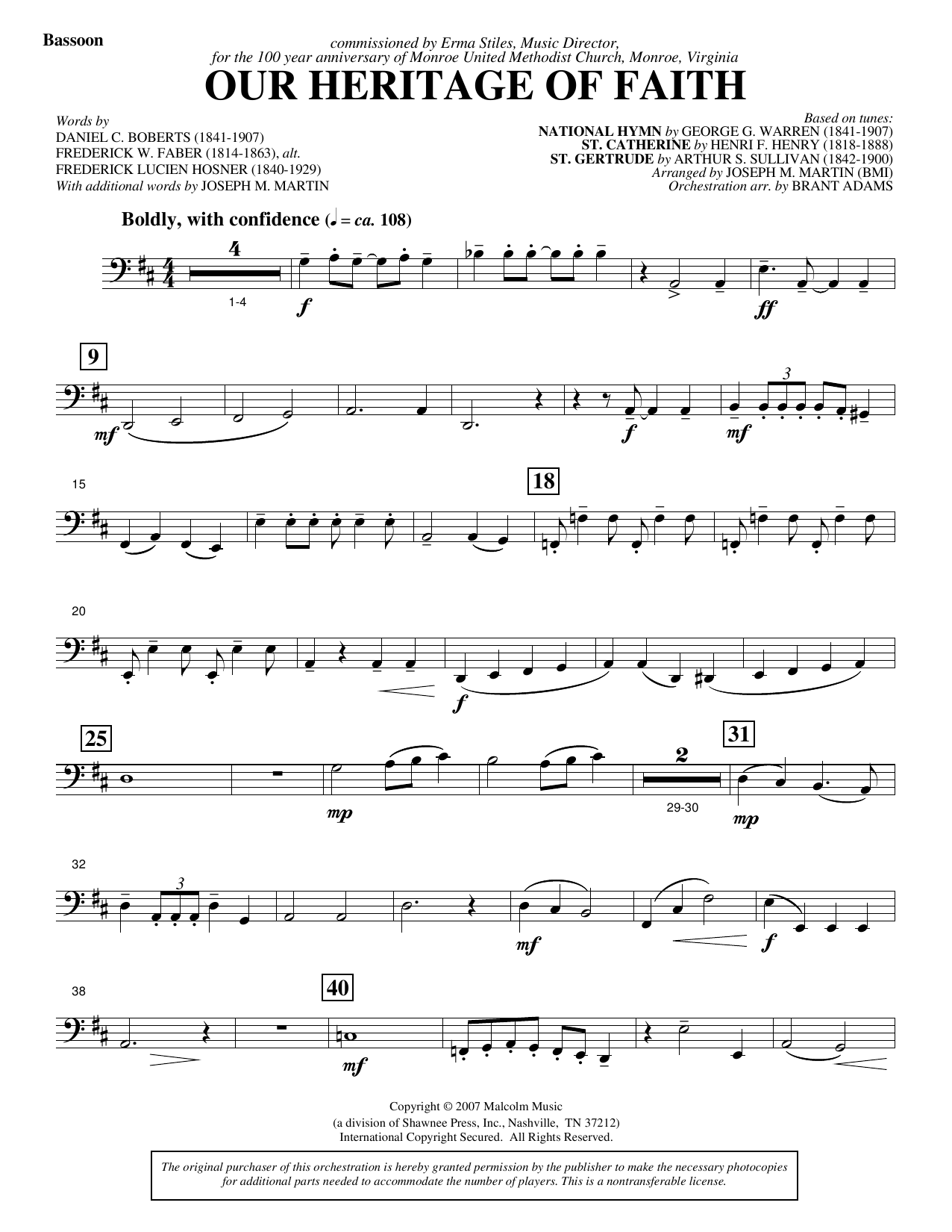 Our Heritage Of Faith (from Of Faith And Freedom) - Bassoon