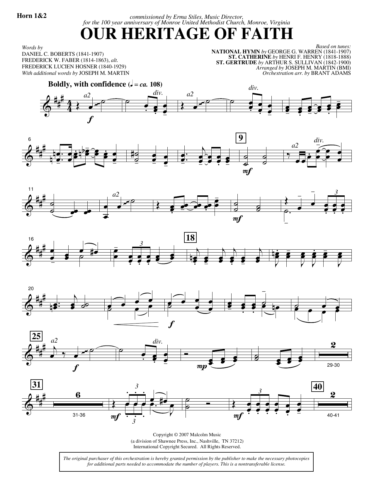 Our Heritage Of Faith (from Of Faith And Freedom) - F Horn 1,2