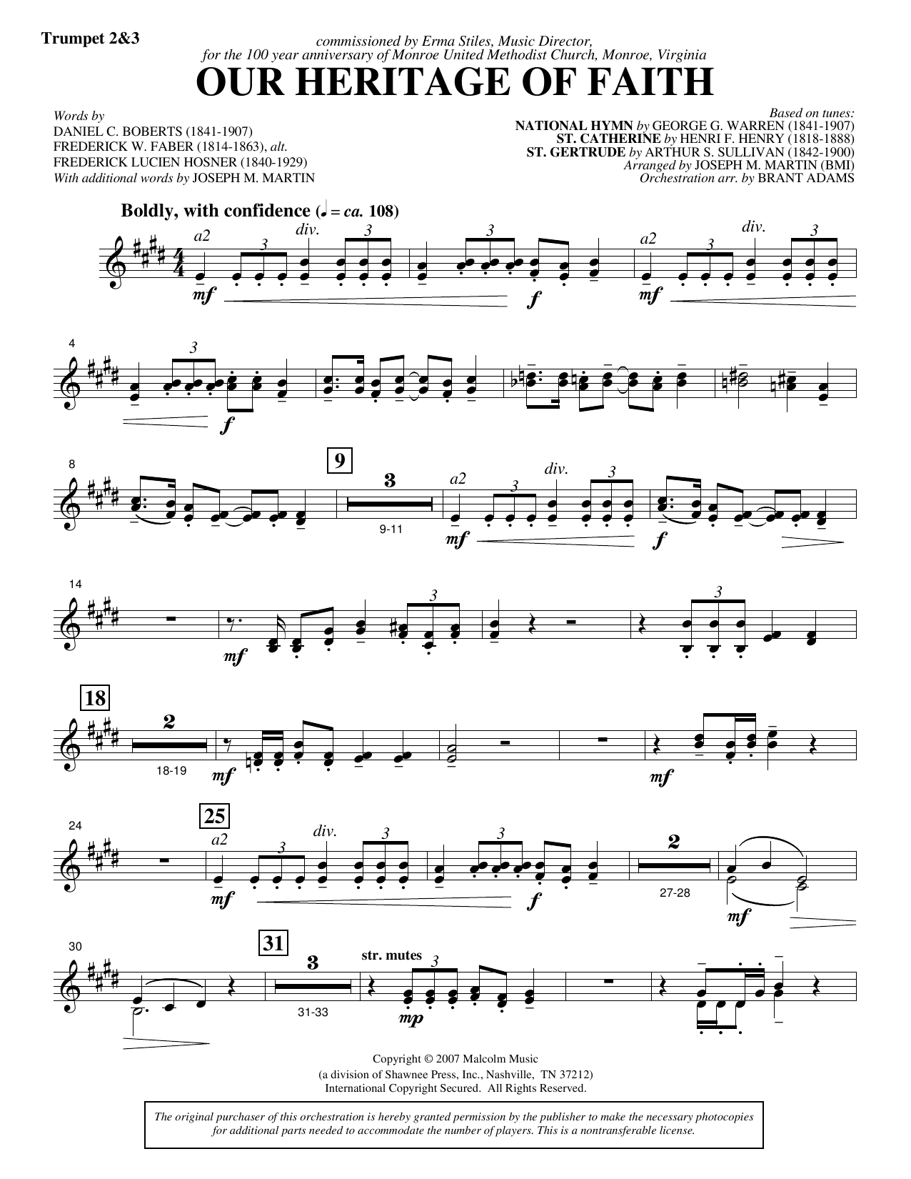 Our Heritage Of Faith (from Of Faith And Freedom) - Bb Trumpet 2,3