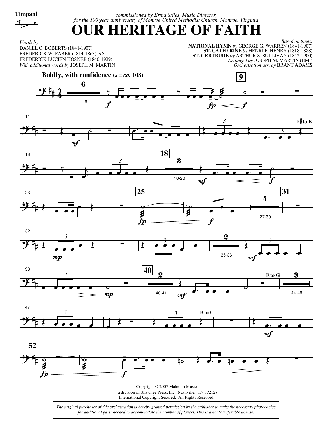 Our Heritage Of Faith (from Of Faith And Freedom) - Timpani