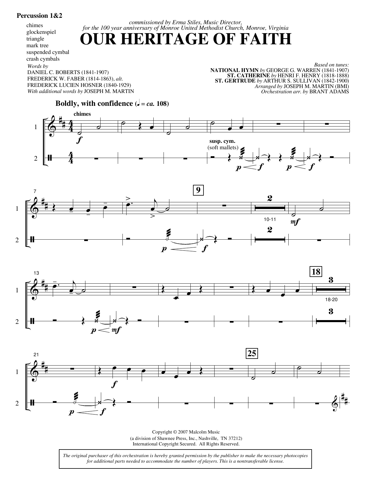 Our Heritage Of Faith (from Of Faith And Freedom) - Percussion 1 & 2