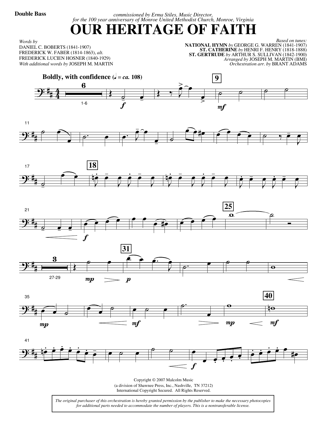 Our Heritage Of Faith (from Of Faith And Freedom) - Double Bass