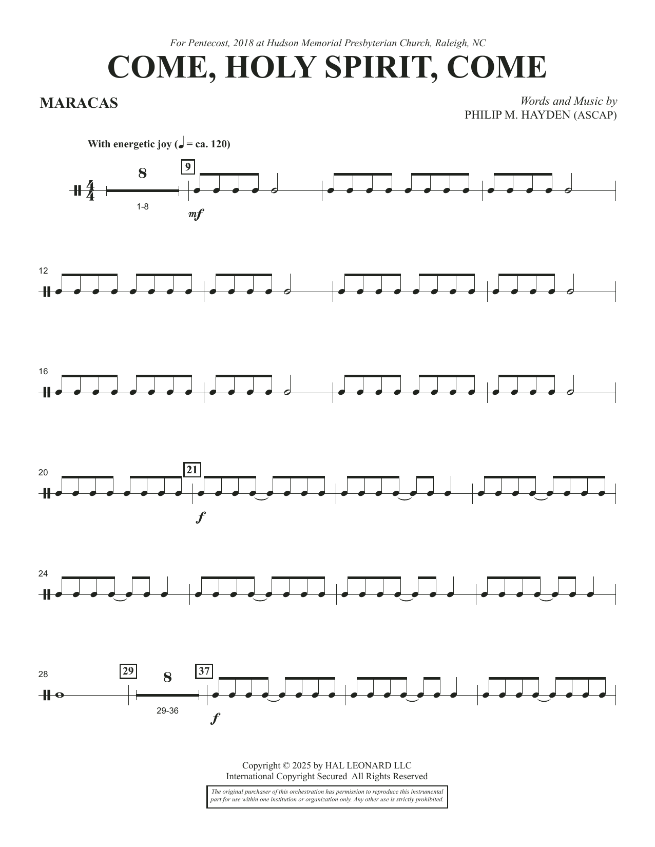 Come, Holy Spirit, Come - Maracas