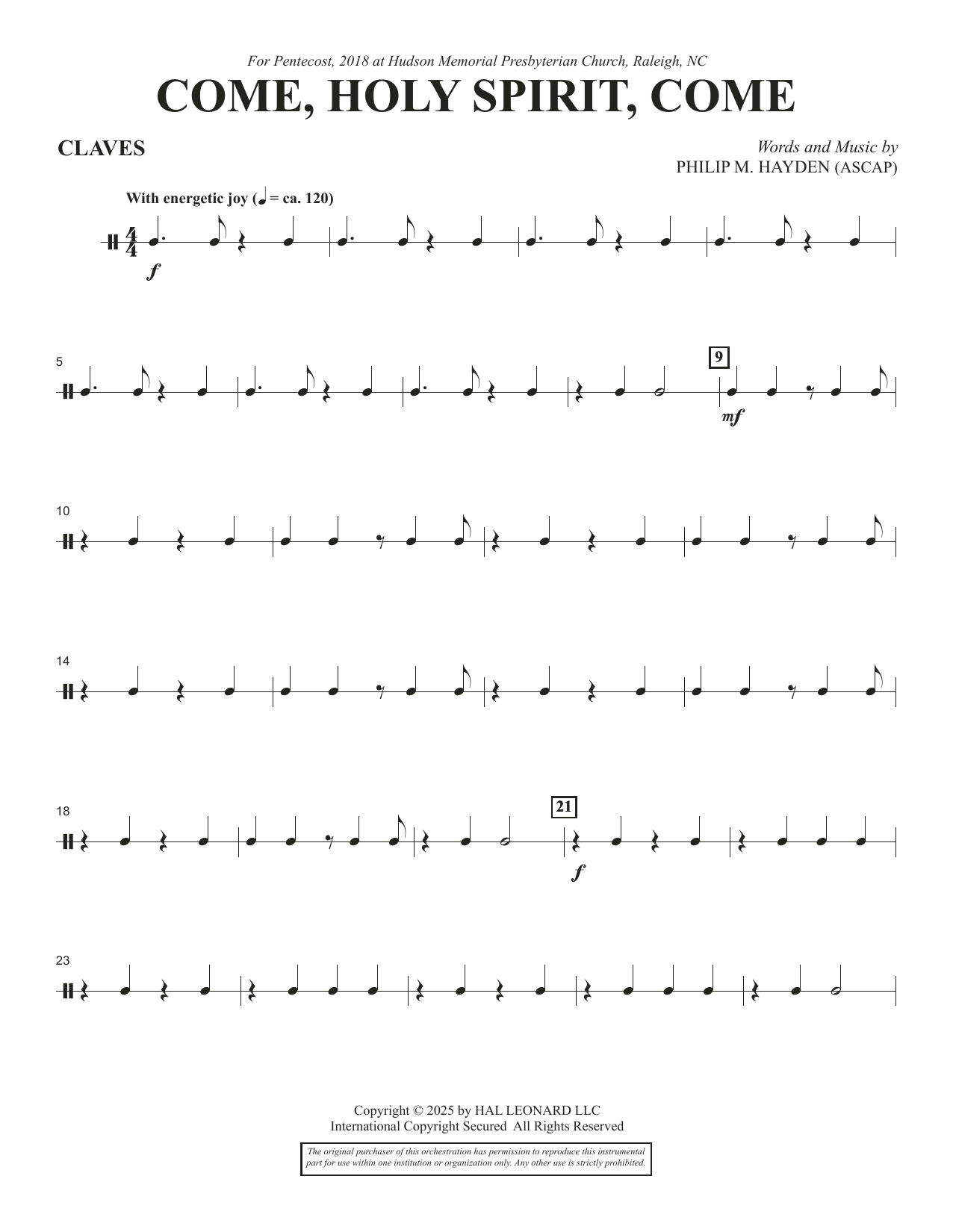 Come, Holy Spirit, Come - Claves