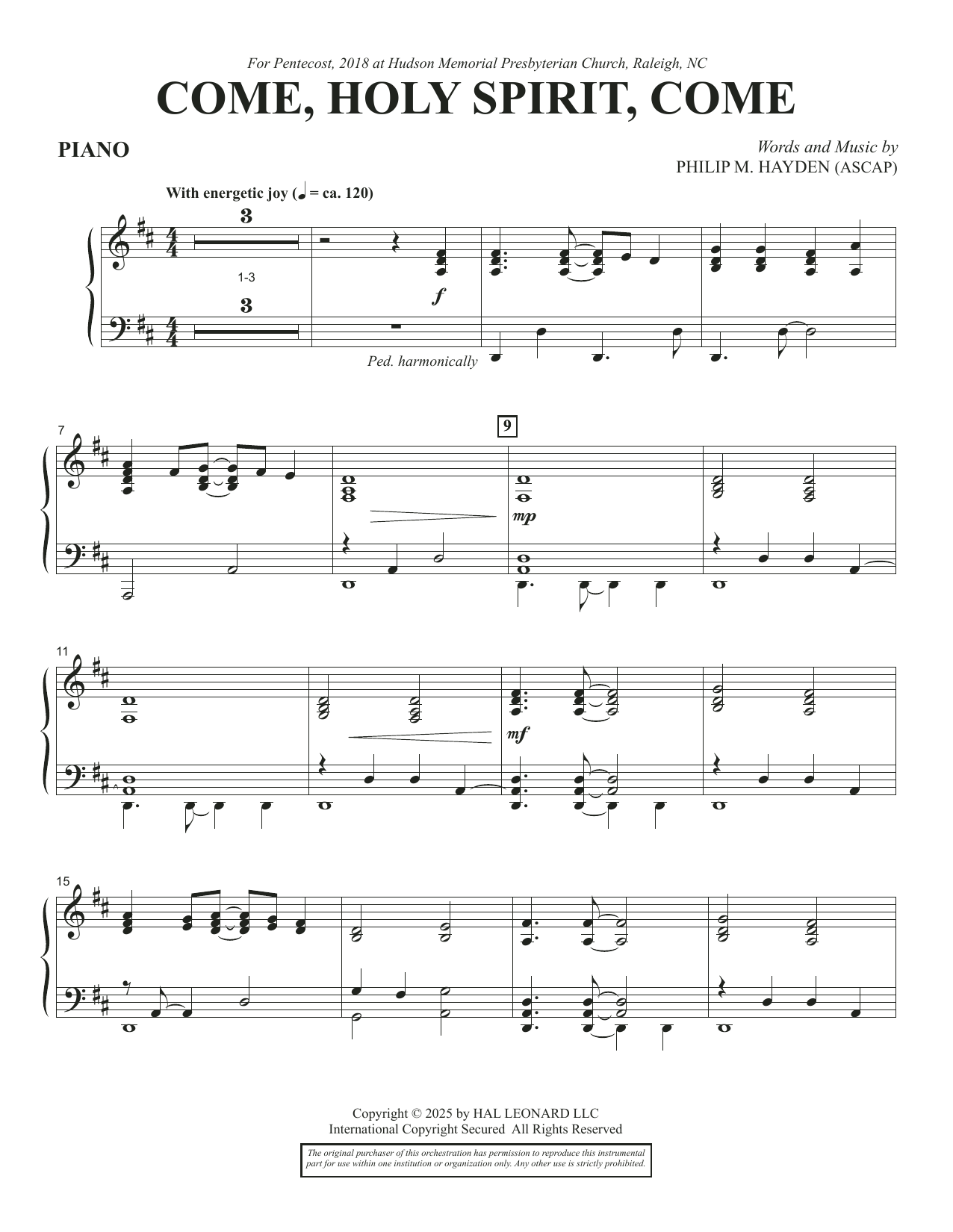 Come, Holy Spirit, Come - Piano