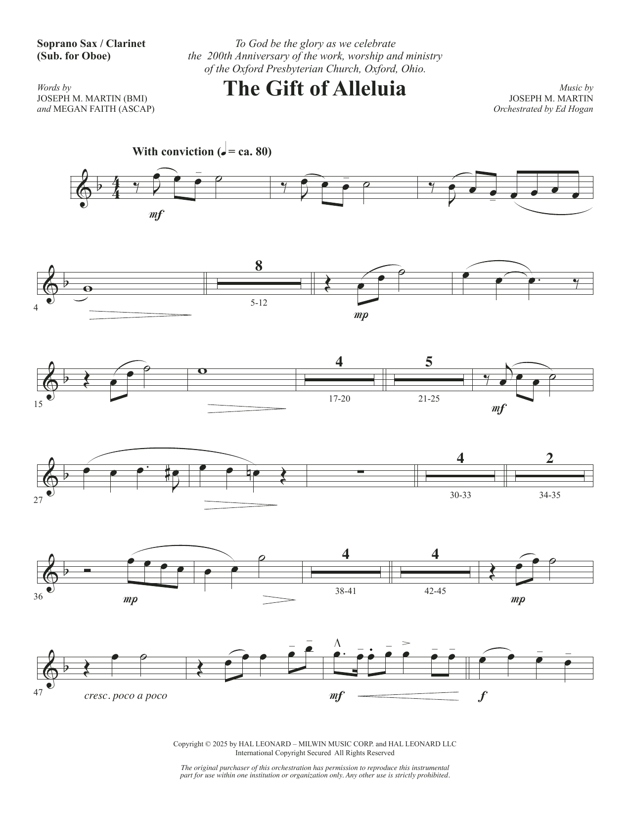 The Gift Of Alleluia - Soprano Sax/Clarinet(sub oboe)