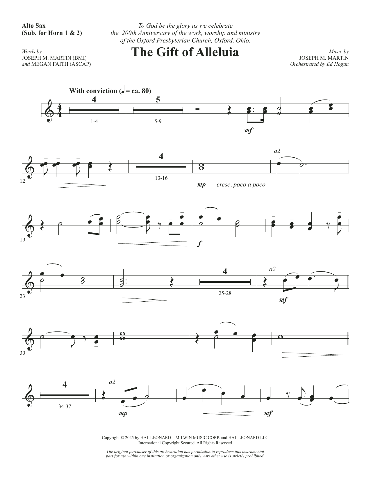 The Gift Of Alleluia - Alto Sax (sub. Horn 1 & 2)