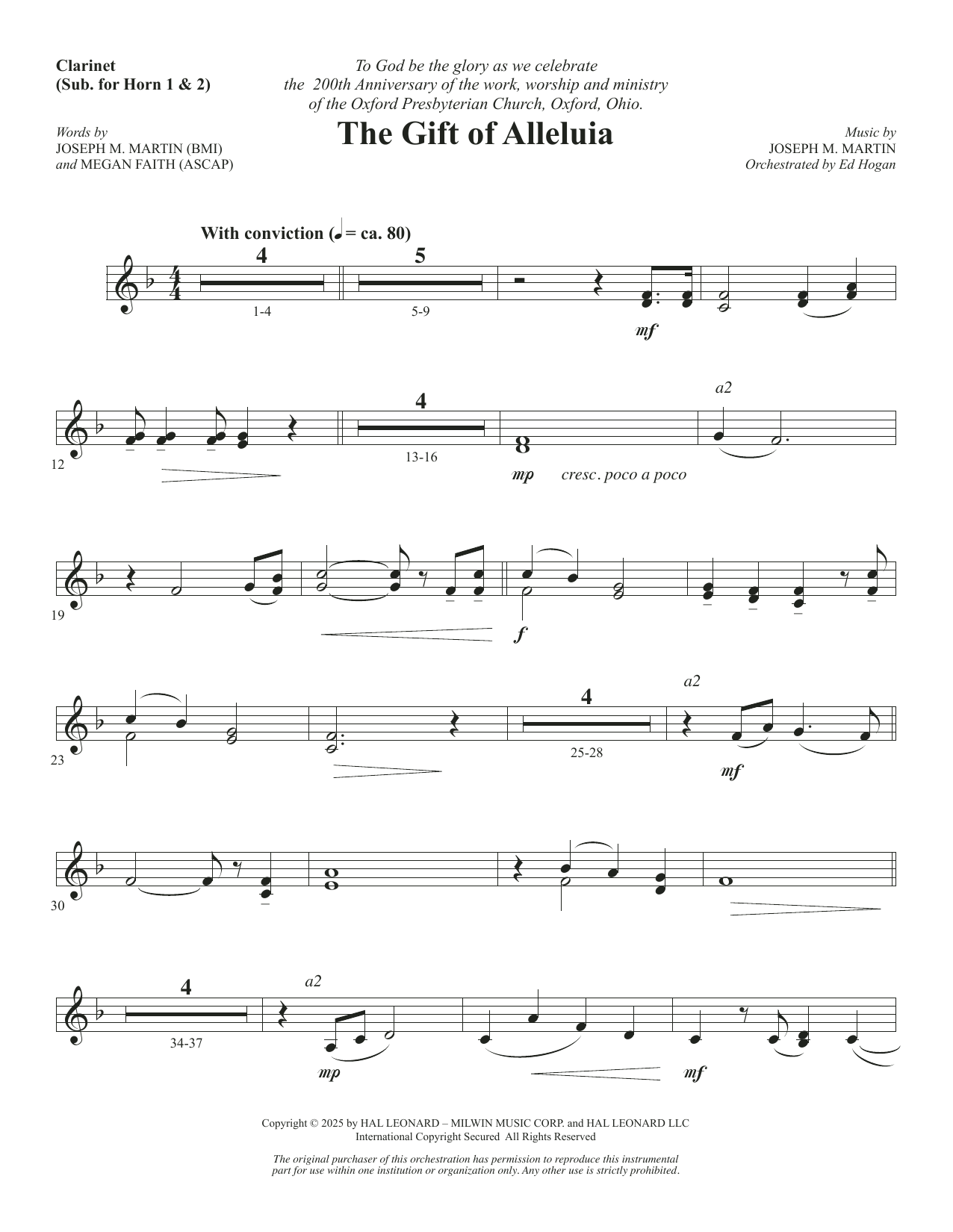 The Gift Of Alleluia - Clarinet (sub. Horn 1-2)
