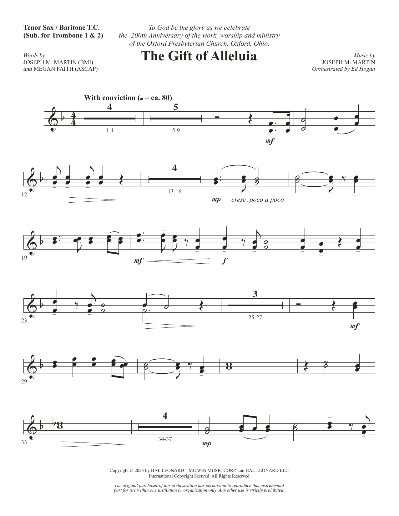 The Gift Of Alleluia - Tenor Sax/BariTC (sub Tbn 1-2)