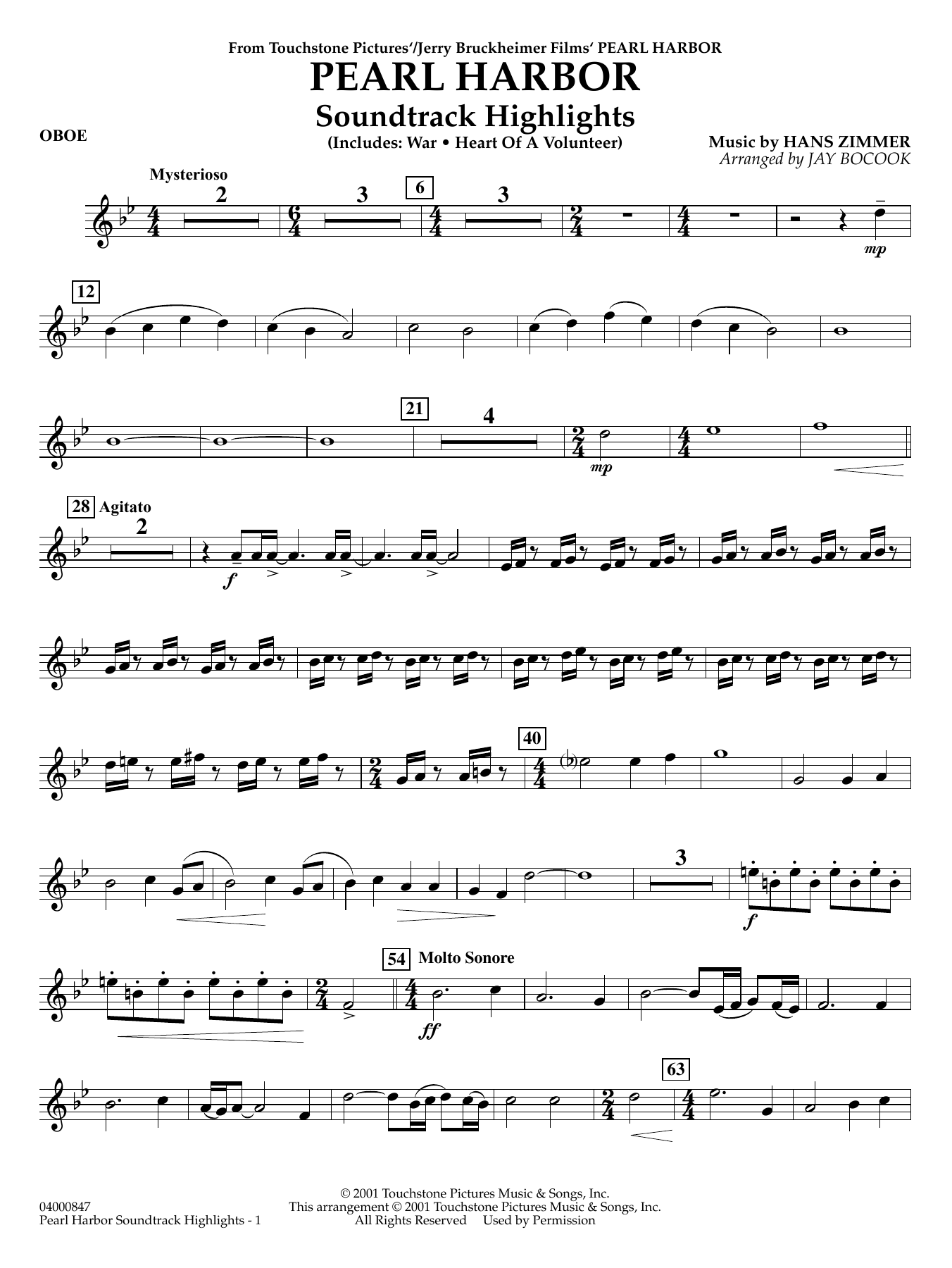 Pearl Harbor Soundtrack Highlights (arr. Jay Bocook) - Oboe