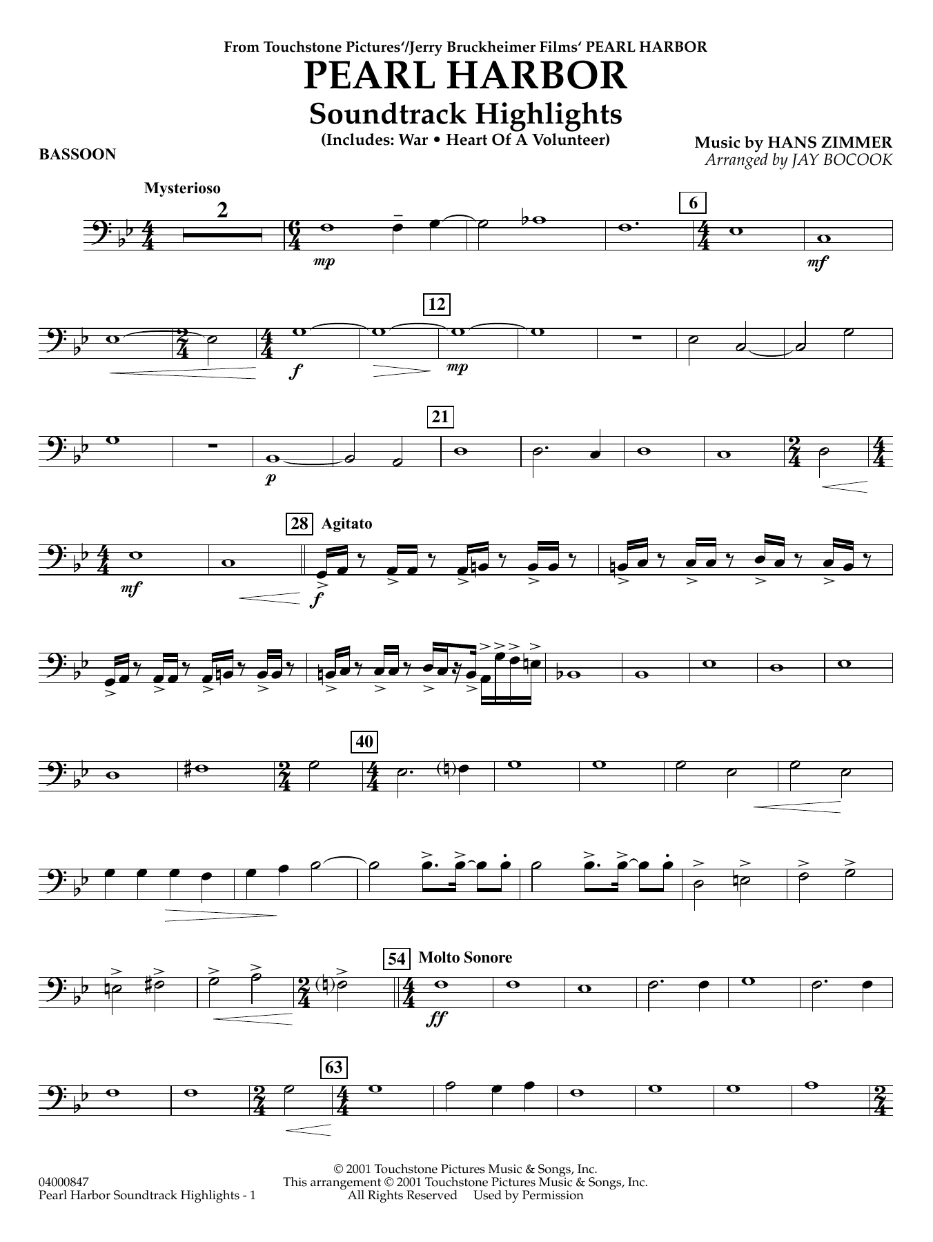 Pearl Harbor Soundtrack Highlights (arr. Jay Bocook) - Bassoon