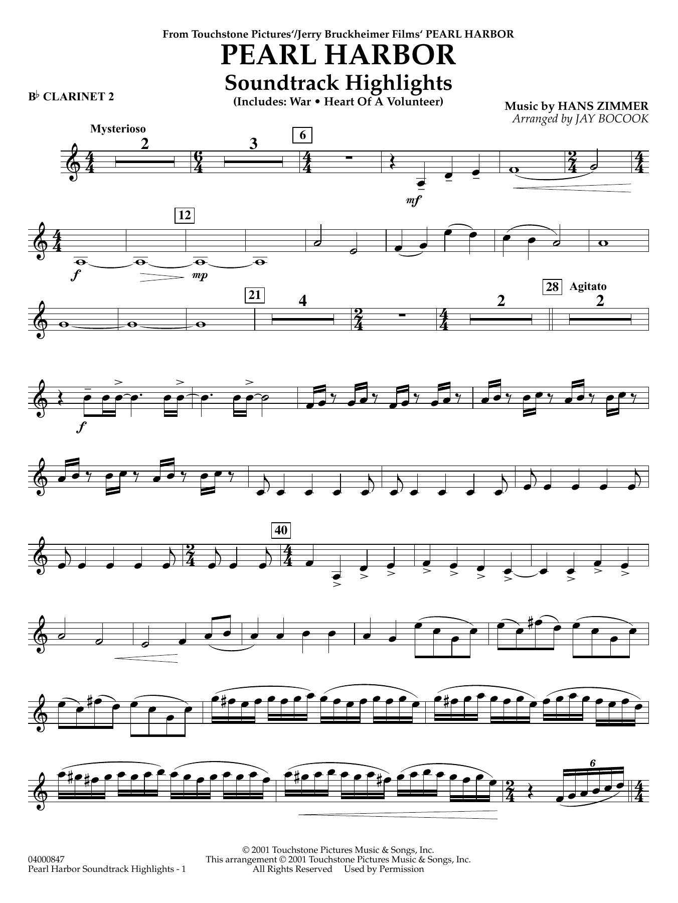 Pearl Harbor Soundtrack Highlights (arr. Jay Bocook) - Bb Clarinet 2