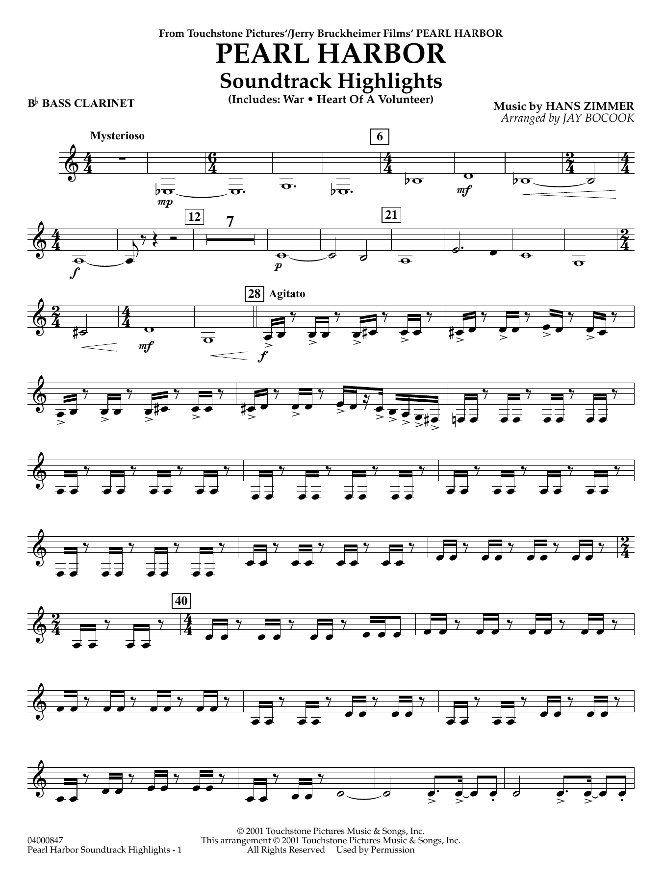 Pearl Harbor Soundtrack Highlights (arr. Jay Bocook) - Bb Bass Clarinet