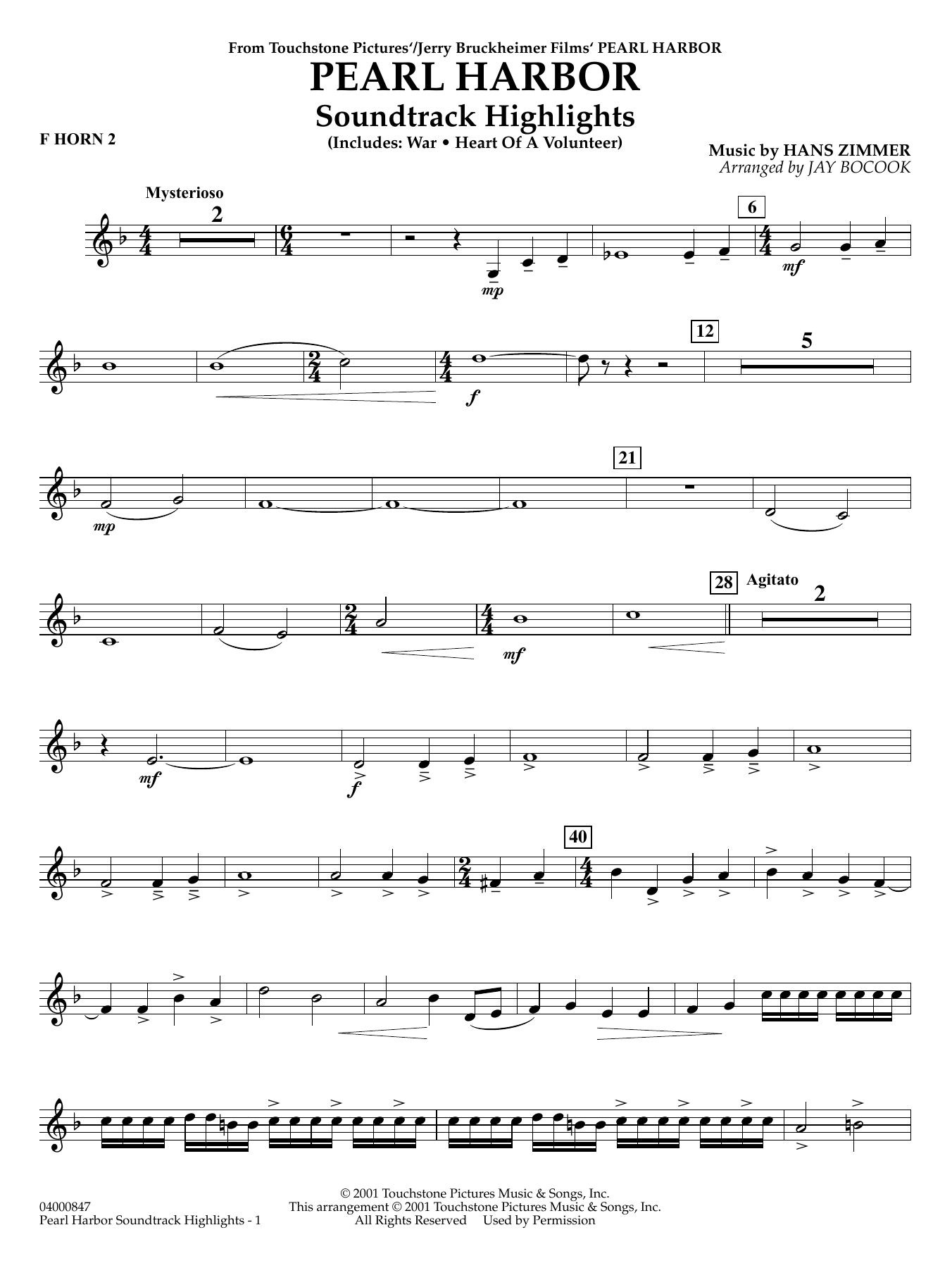 Pearl Harbor Soundtrack Highlights (arr. Jay Bocook) - F Horn 2