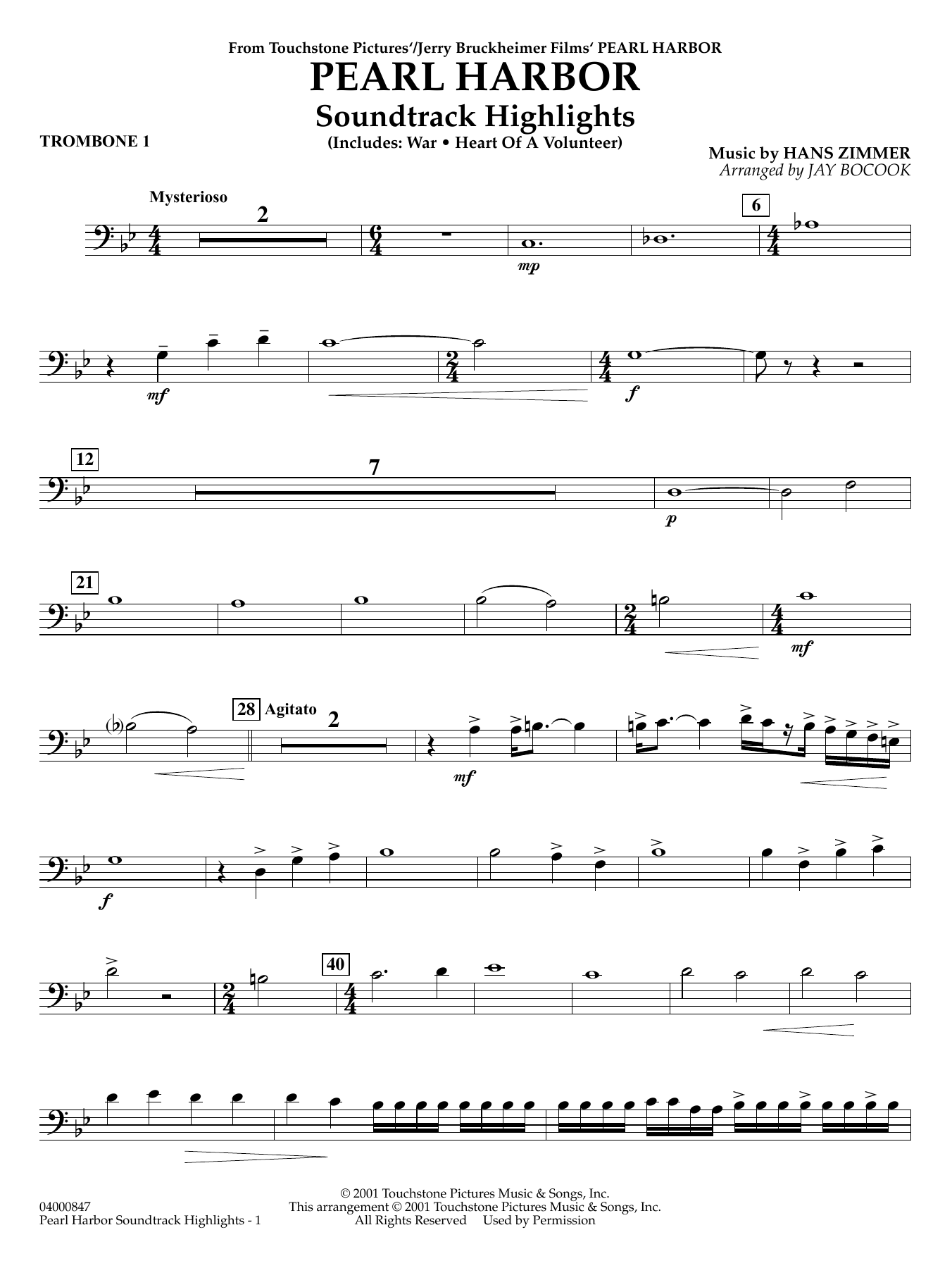 Pearl Harbor Soundtrack Highlights (arr. Jay Bocook) - Trombone 1