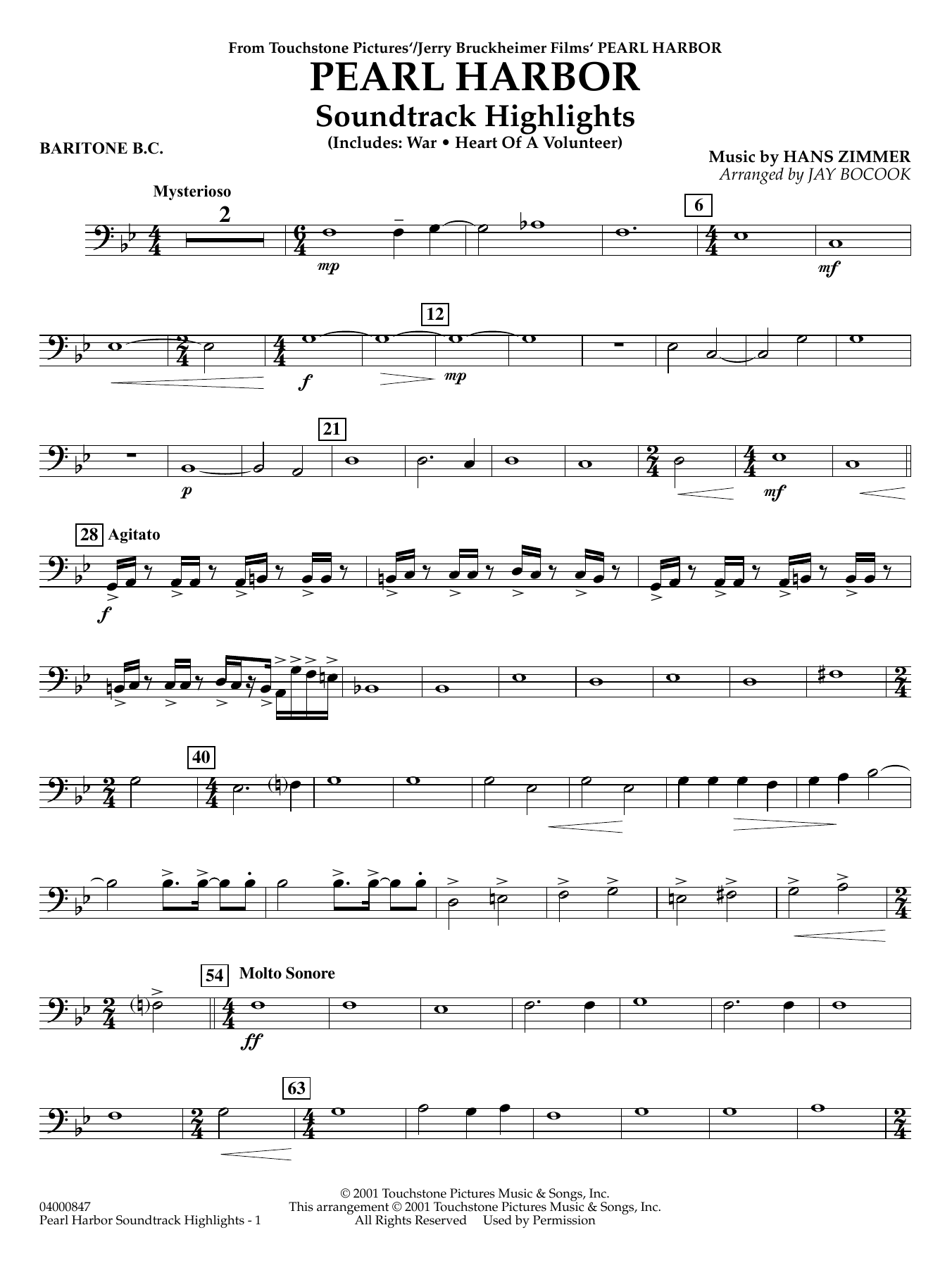 Pearl Harbor Soundtrack Highlights (arr. Jay Bocook) - Baritone B.C.