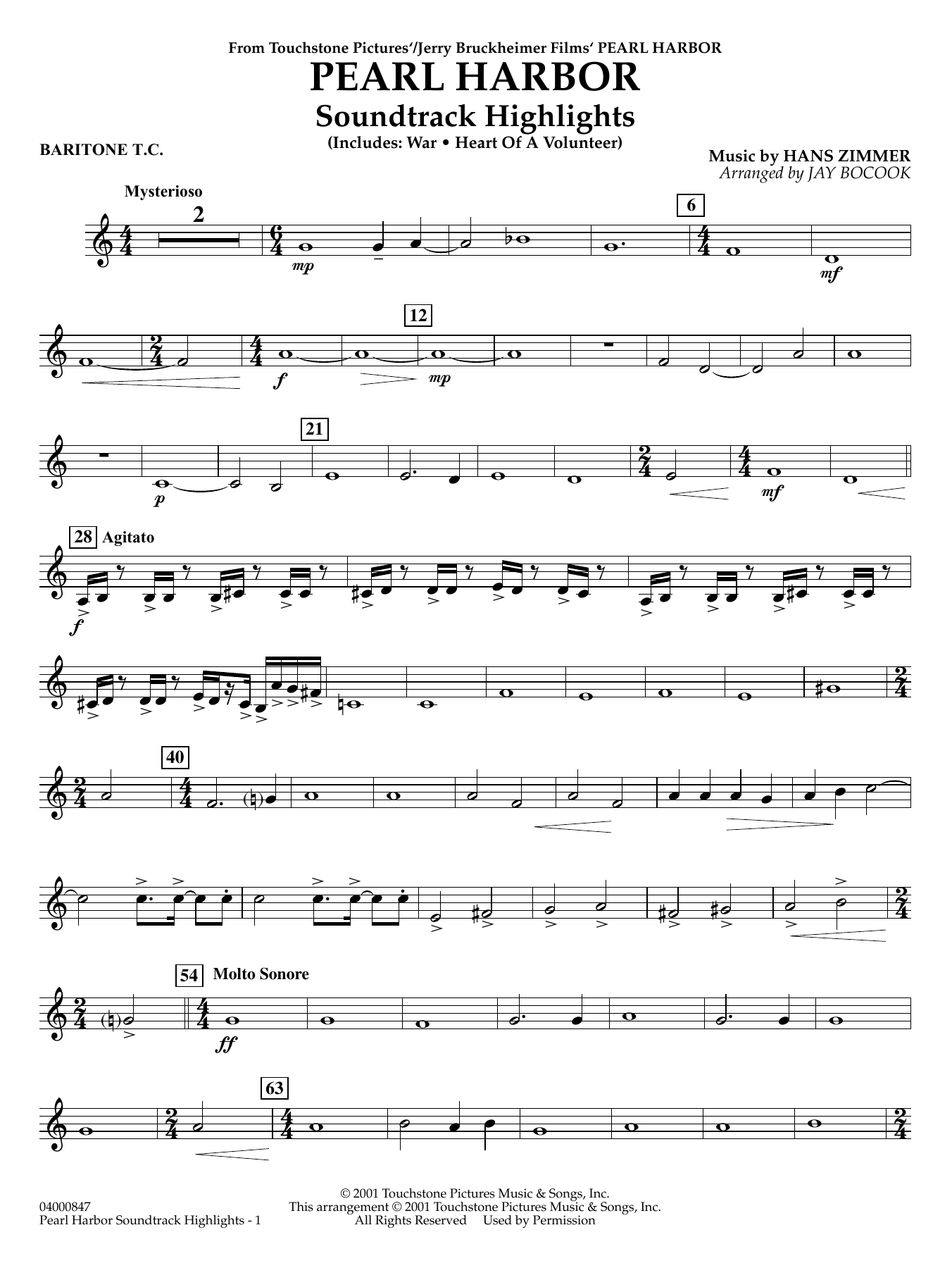 Pearl Harbor Soundtrack Highlights (arr. Jay Bocook) - Baritone T.C.