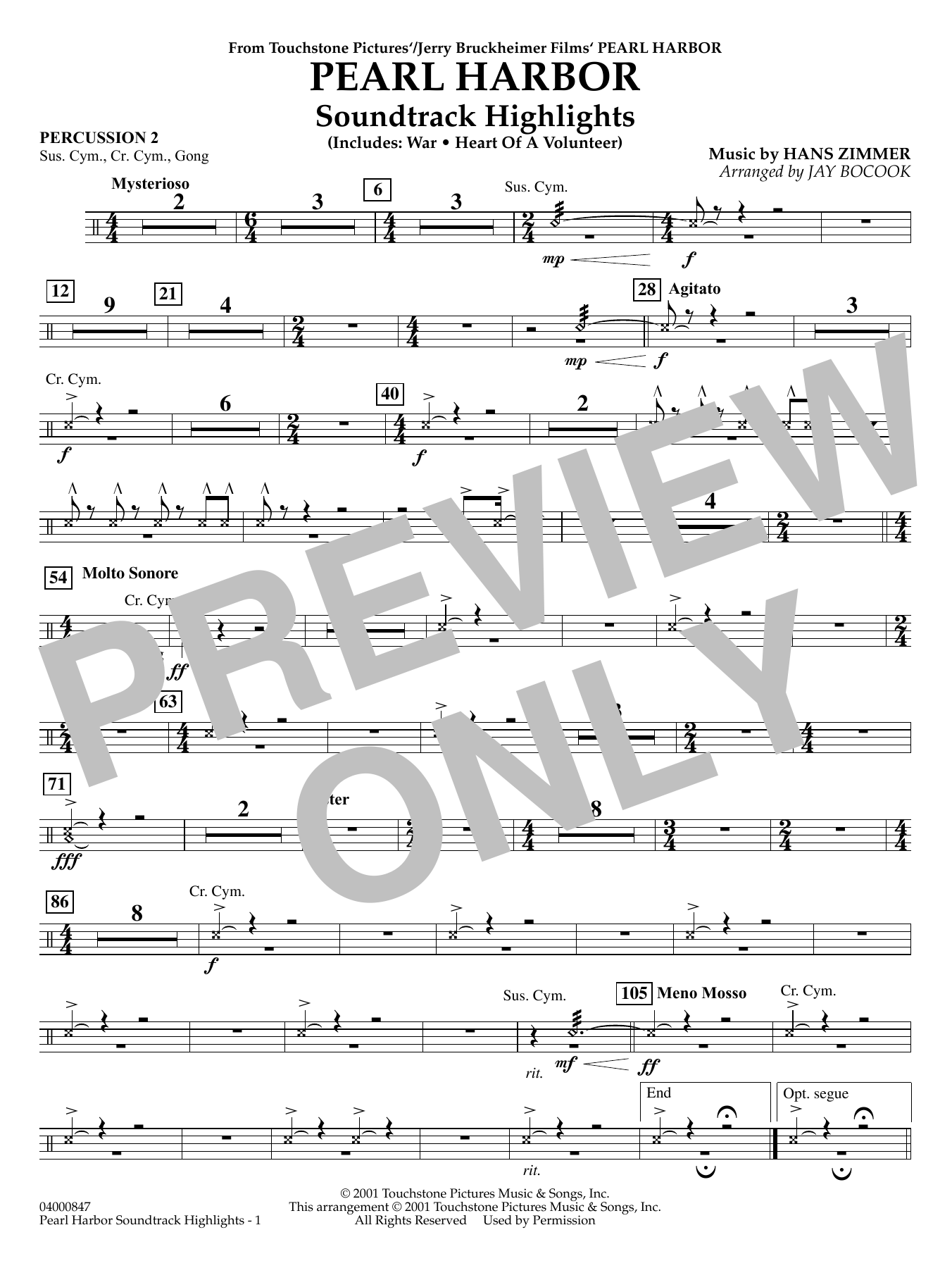 Pearl Harbor Soundtrack Highlights (arr. Jay Bocook) - Percussion 2