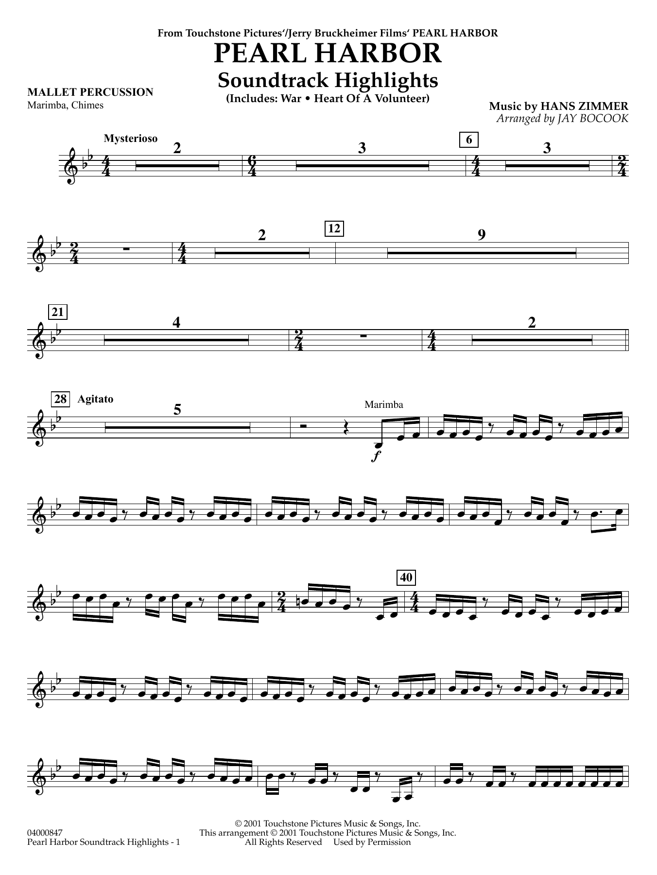 Pearl Harbor Soundtrack Highlights (arr. Jay Bocook) - Mallet Percussion