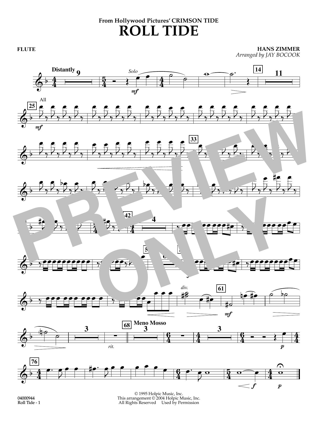 Roll Tide (from Crimson Tide) (arr. Jay Bocook) - Flute