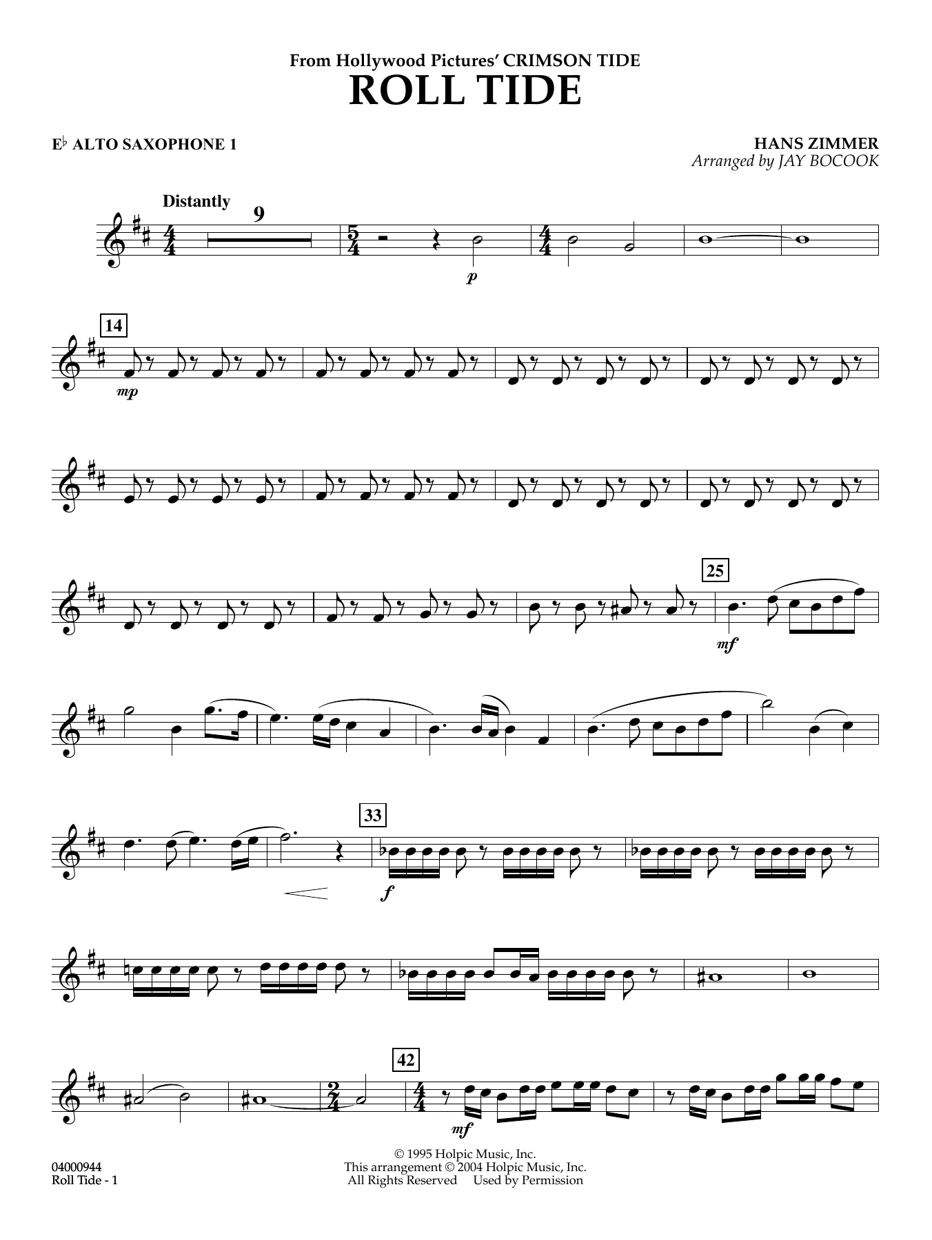Roll Tide (from Crimson Tide) (arr. Jay Bocook) - Eb Alto Saxophone 1