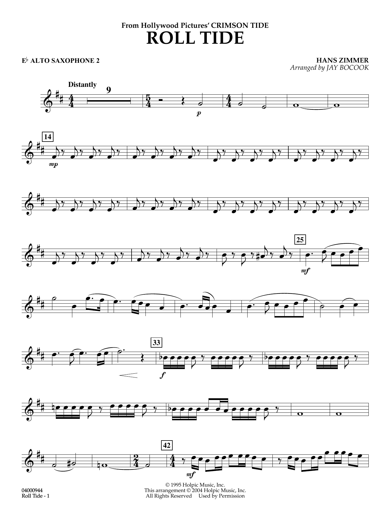 Roll Tide (from Crimson Tide) (arr. Jay Bocook) - Eb Alto Saxophone 2
