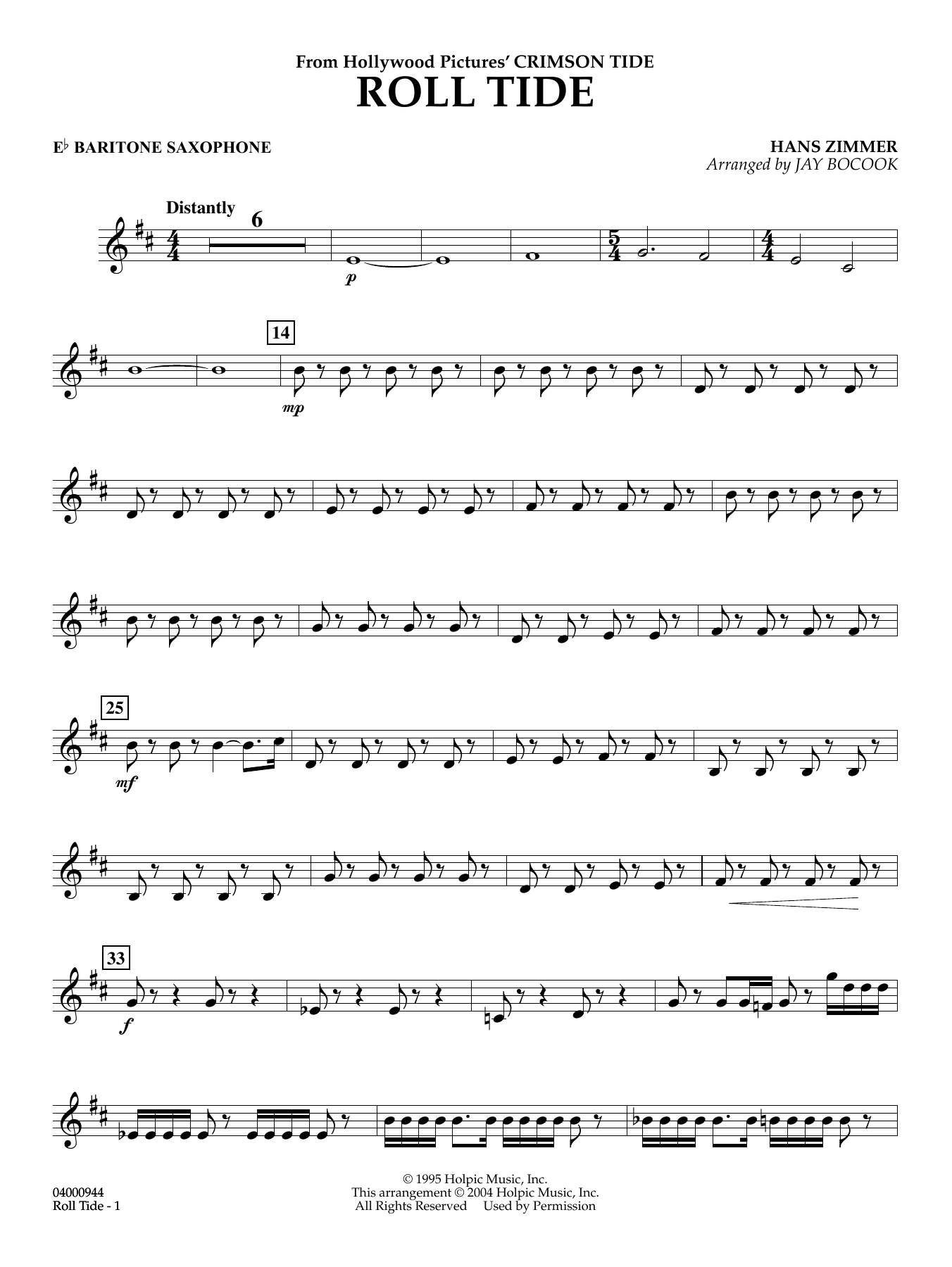 Roll Tide (from Crimson Tide) (arr. Jay Bocook) - Eb Baritone Saxophone