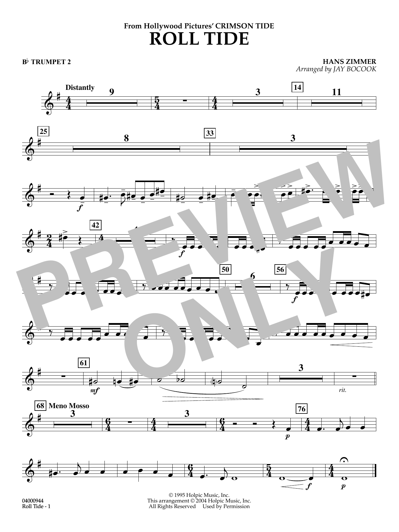 Roll Tide (from Crimson Tide) (arr. Jay Bocook) - Bb Trumpet 2