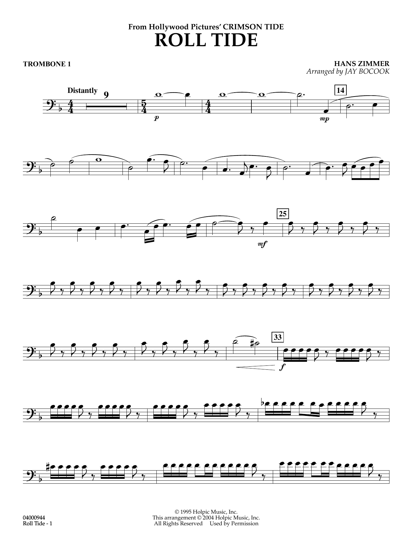 Roll Tide (from Crimson Tide) (arr. Jay Bocook) - Trombone 1