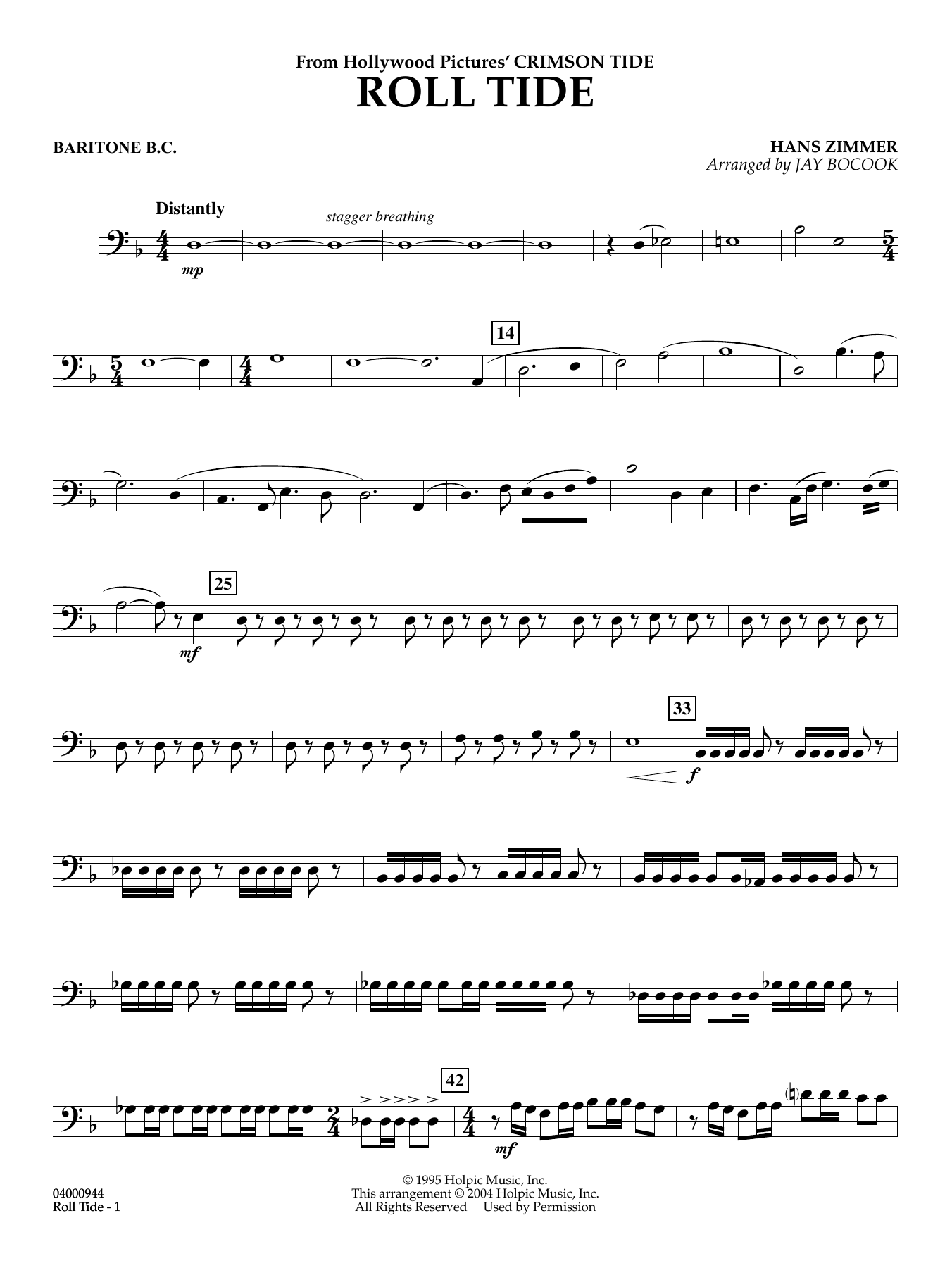 Roll Tide (from Crimson Tide) (arr. Jay Bocook) - Baritone B.C.